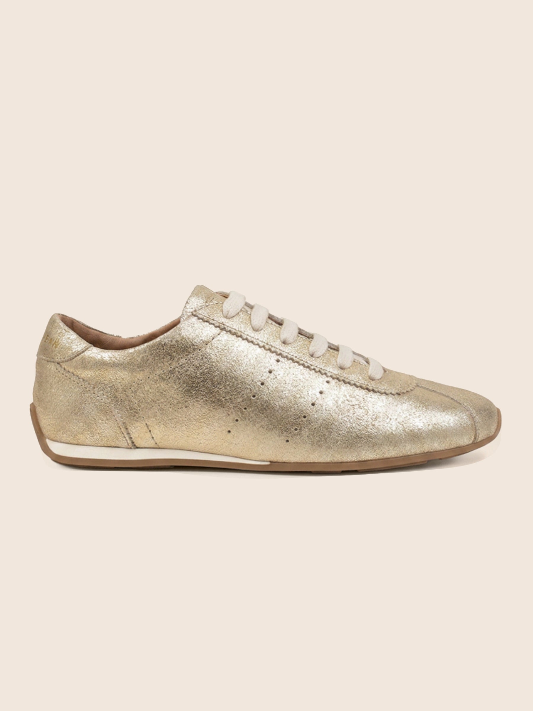 vue profil baskets fines sofia cuir daim dore jules & jenn