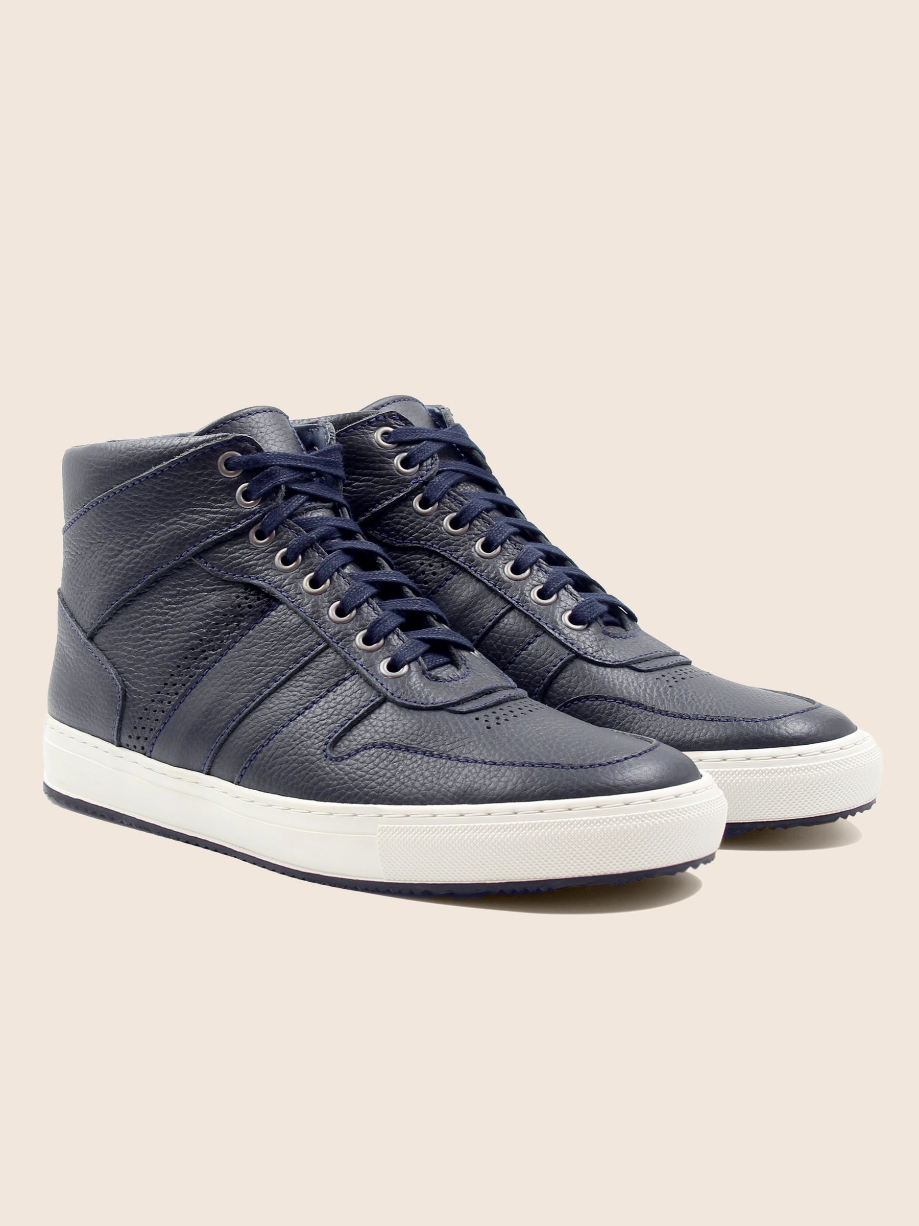 baskets gaspard cuir graine bleu jules & jenn