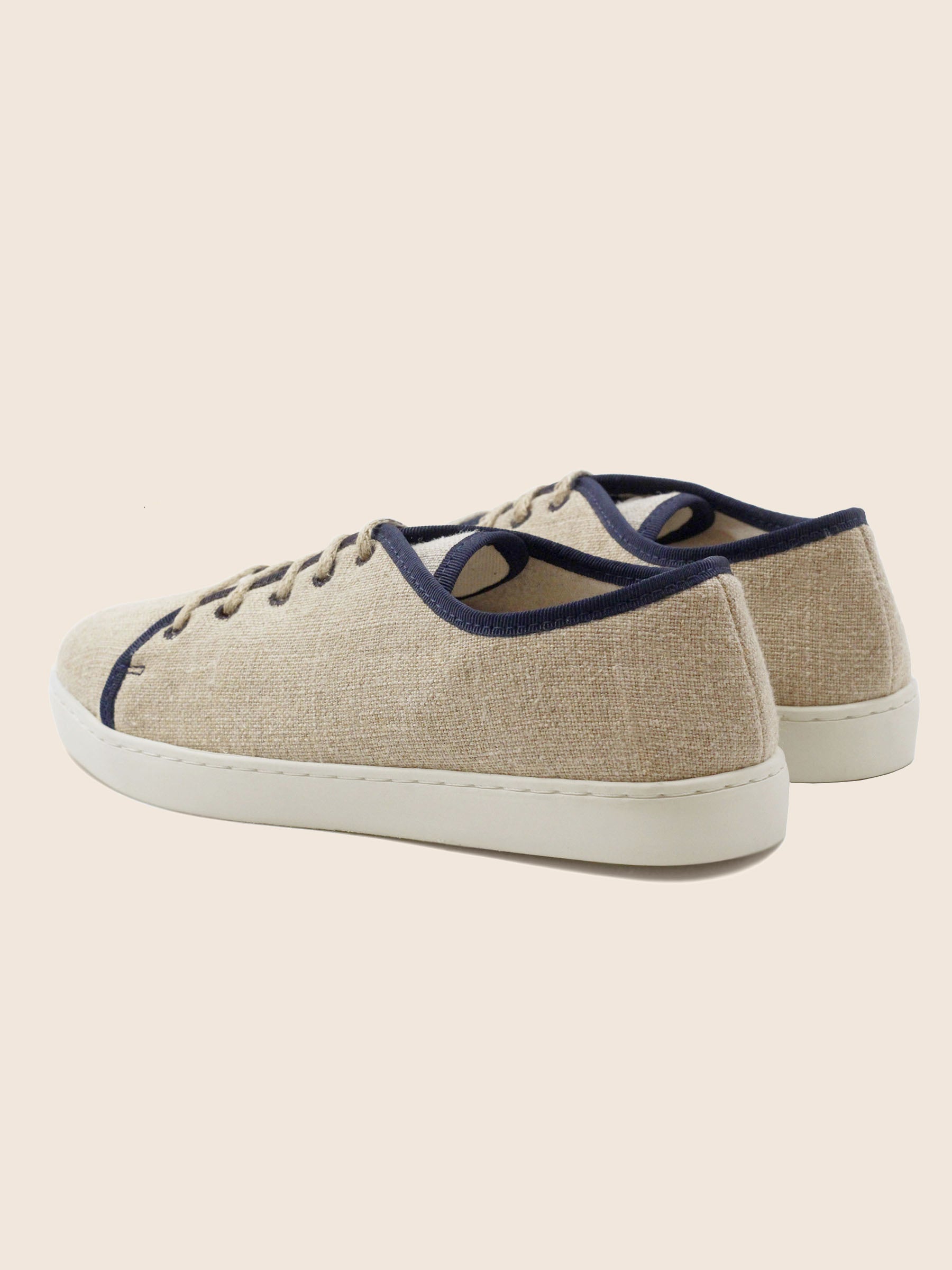 vue arriere baskets lin beige bleu jules & jenn
