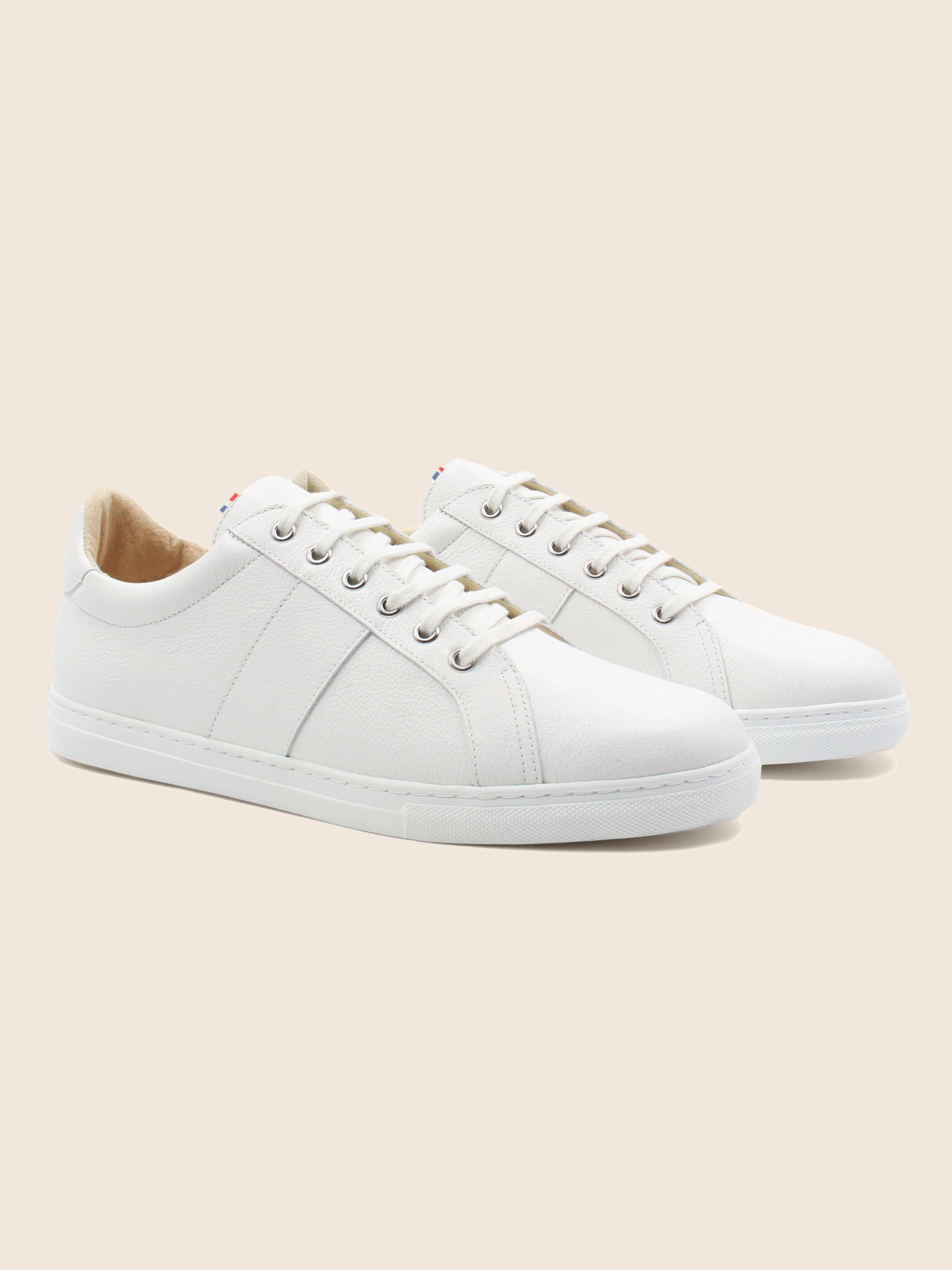 baskets made in france cuir grainé blanc JULES & JENN