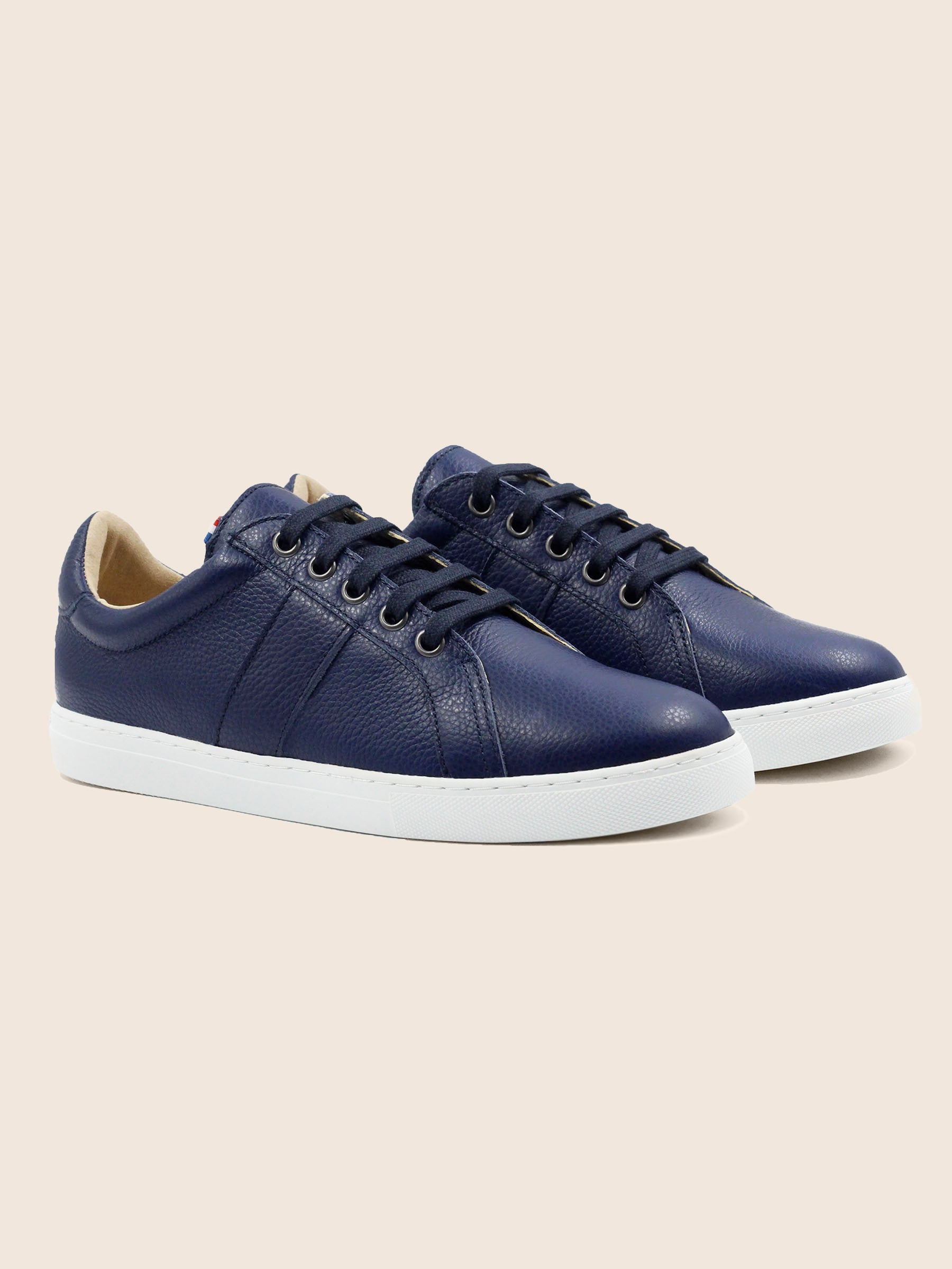 baskets made in france cuir graine bleu jules & jenn
