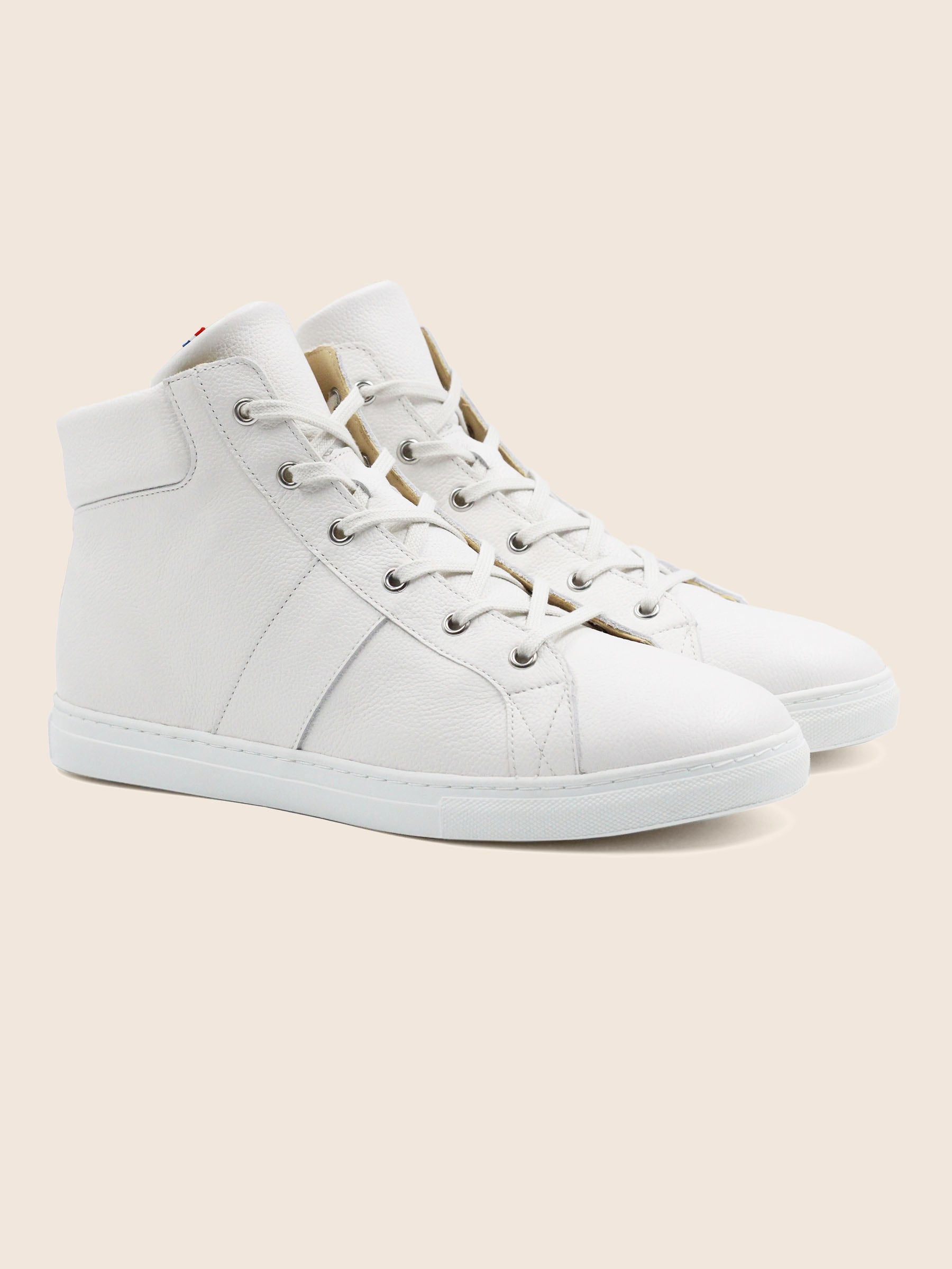 baskets montantes made in france cuir graine blanc jules & jenn