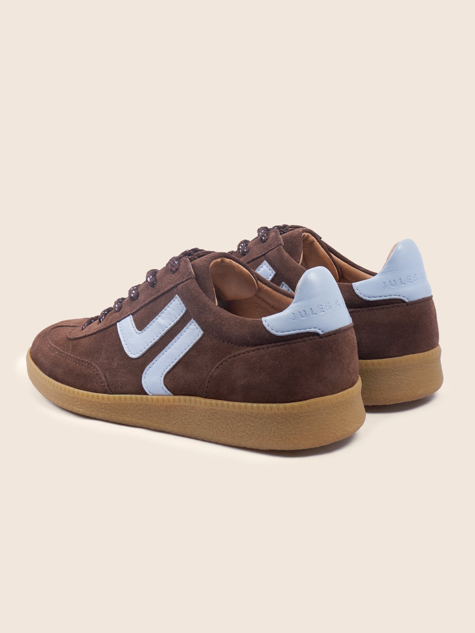 vue arriere baskets ninon cuir daim marron bleu jules & jenn