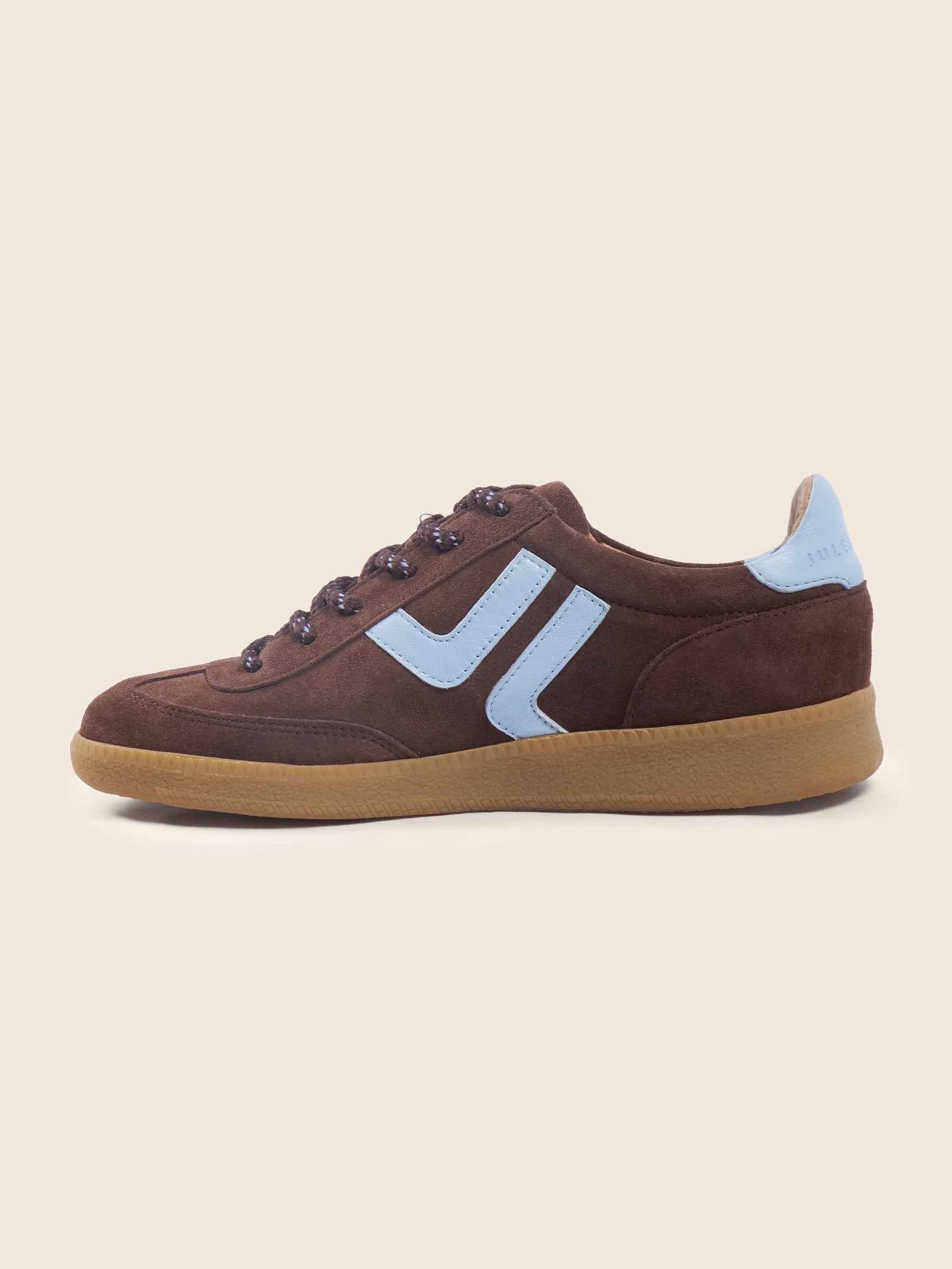 vue interieure baskets ninon cuir daim marron bleu jules & jenn