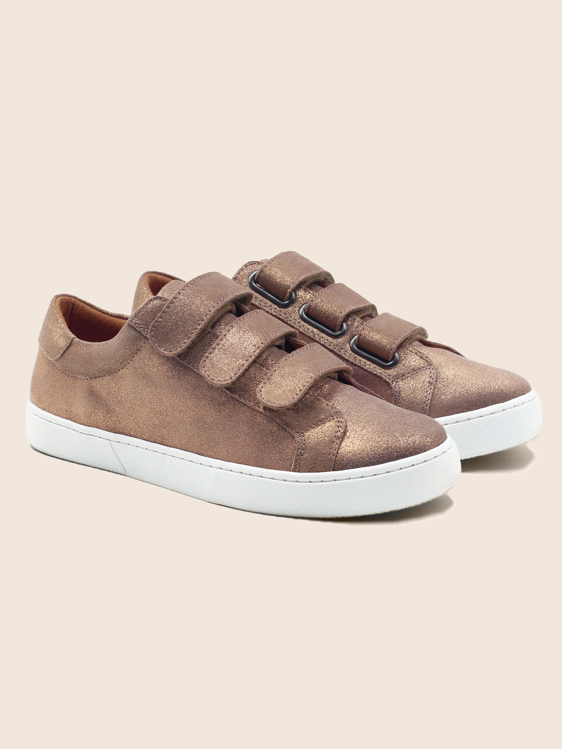 baskets a scratch cuir bronze metallise jules & jenn