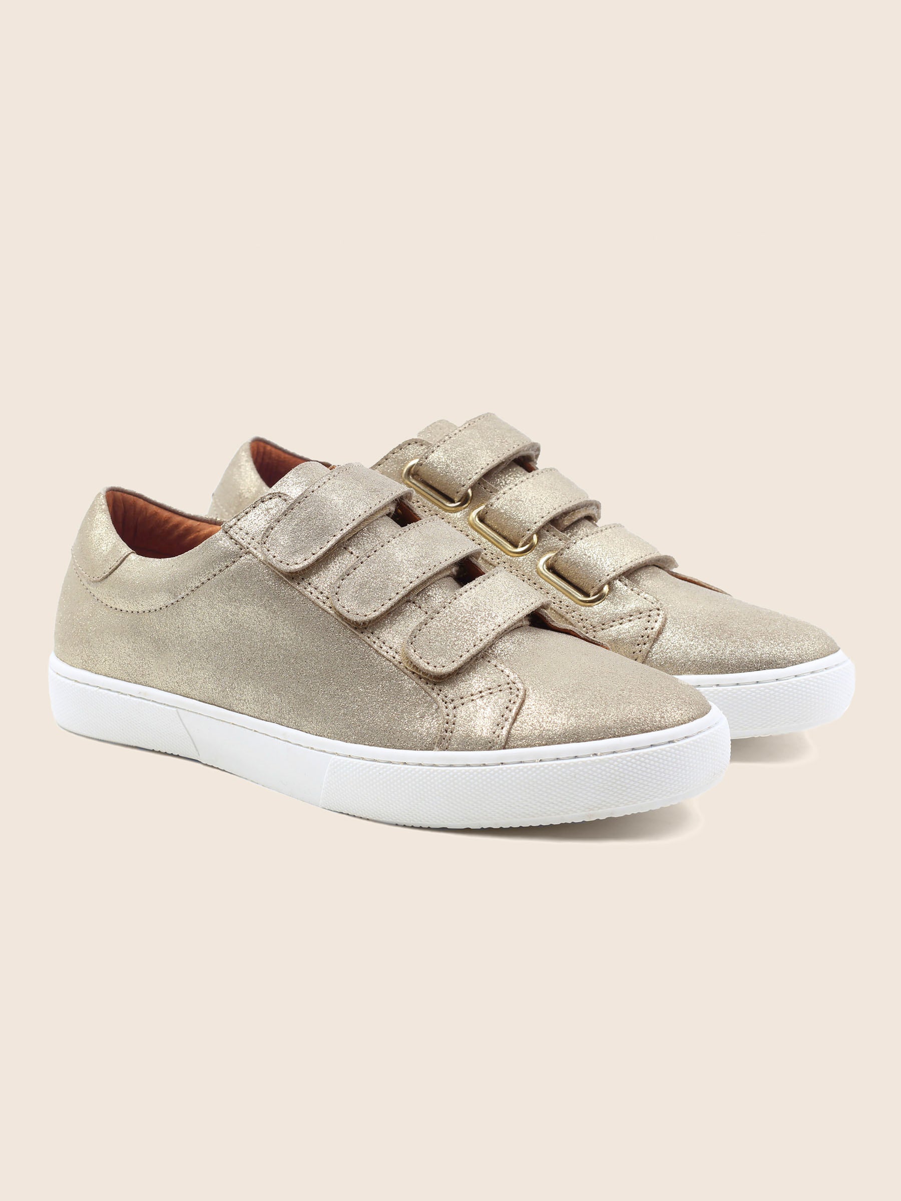 baskets a scratch cuir dore metallise jules & jenn