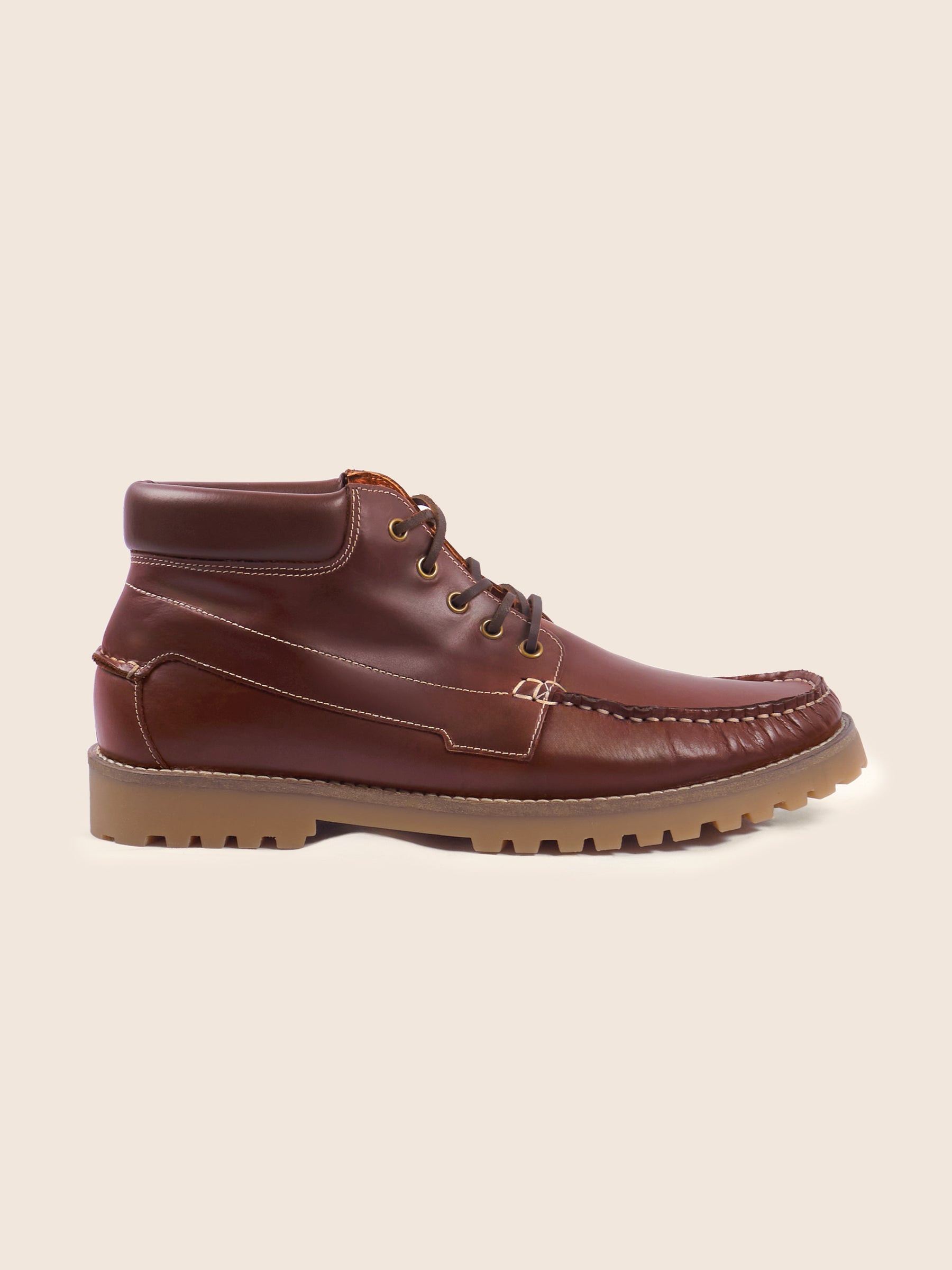 photo vue profil boots ateau campons tom cuir cognac jules jenn
