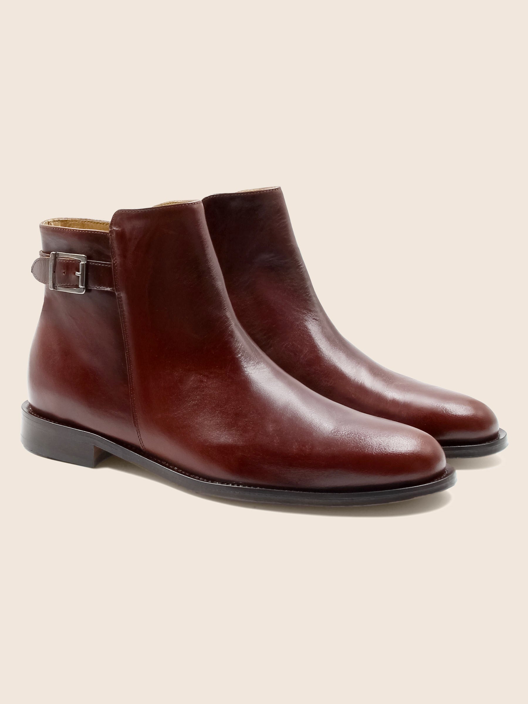 boots boucle cuir marron jules & jenn