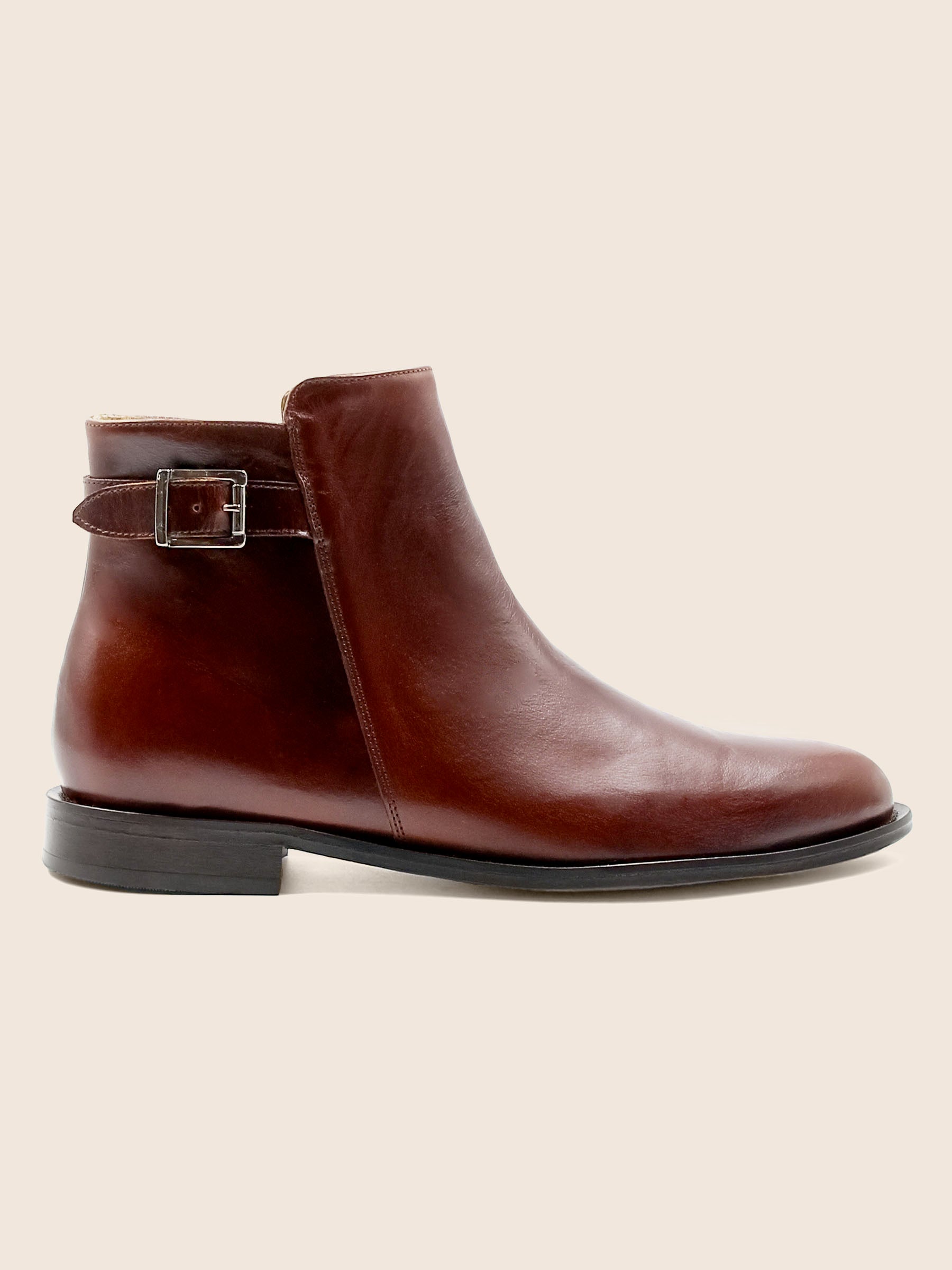 vue profil boots boucle cuir marron jules & jenn