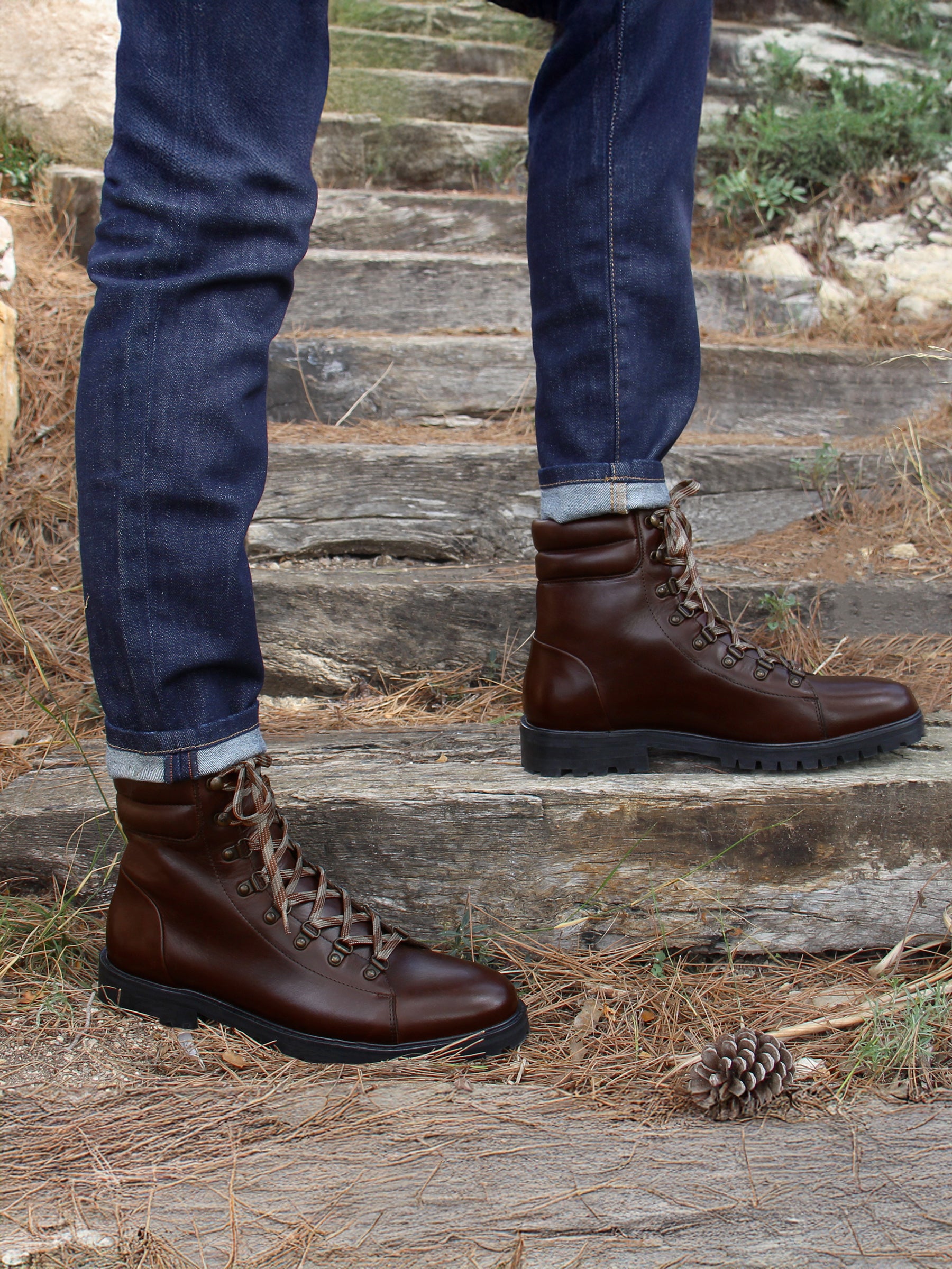 vue portée boots montagne cuir marron jules & jenn