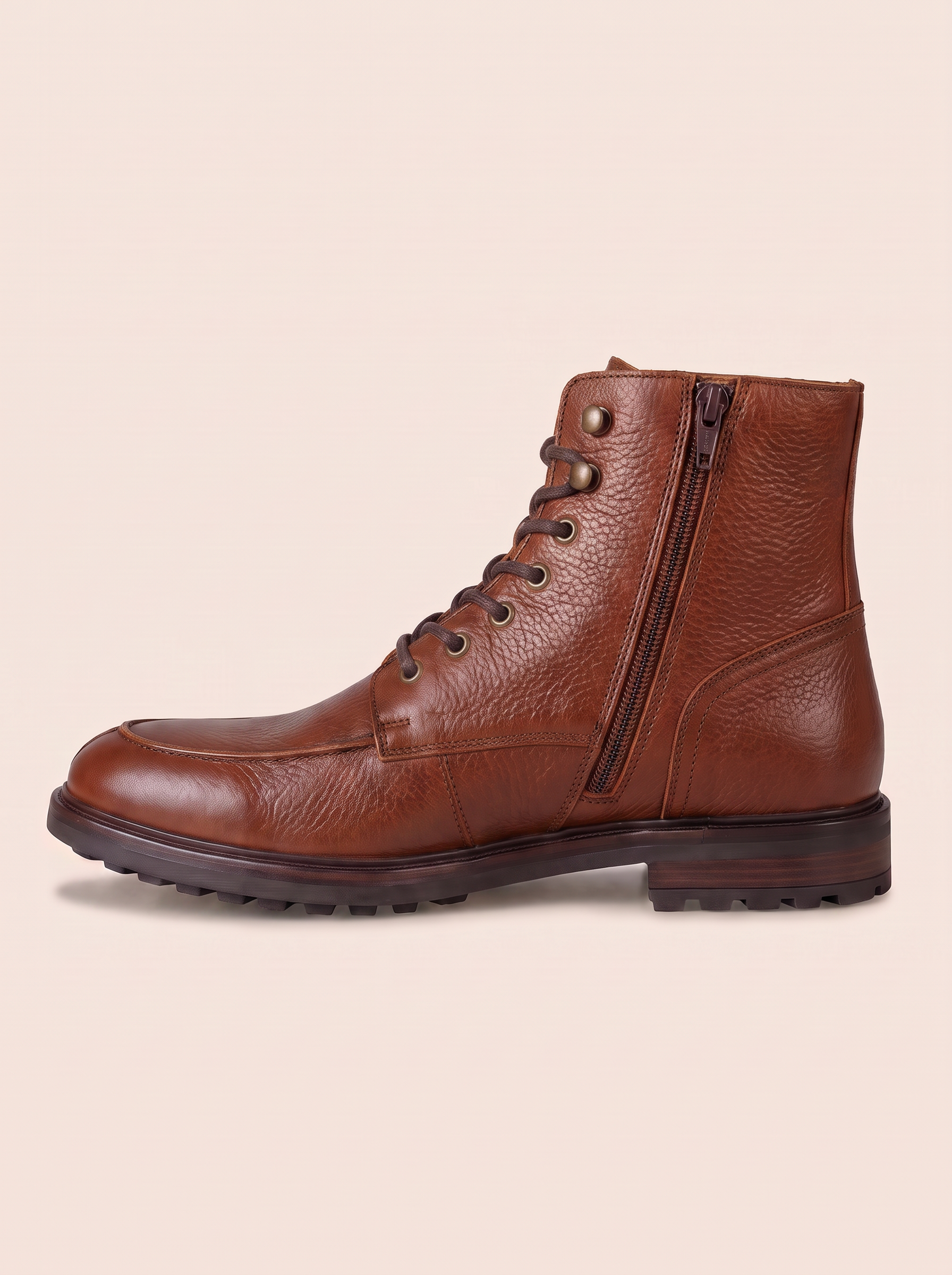vue interieure boots plateau cuir graine cognac jules & jenn