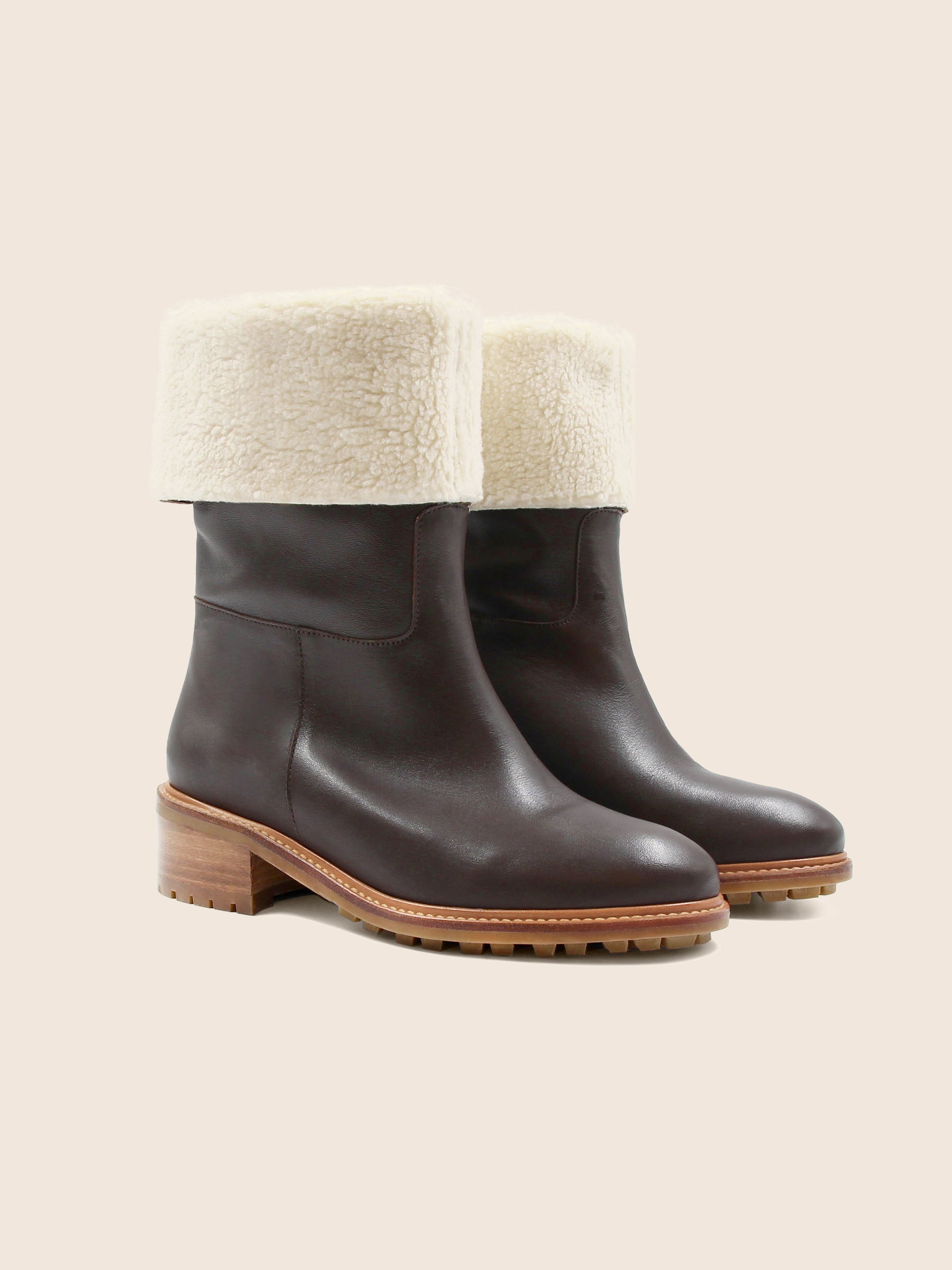 bottes fourrees cuir marron jules & jenn