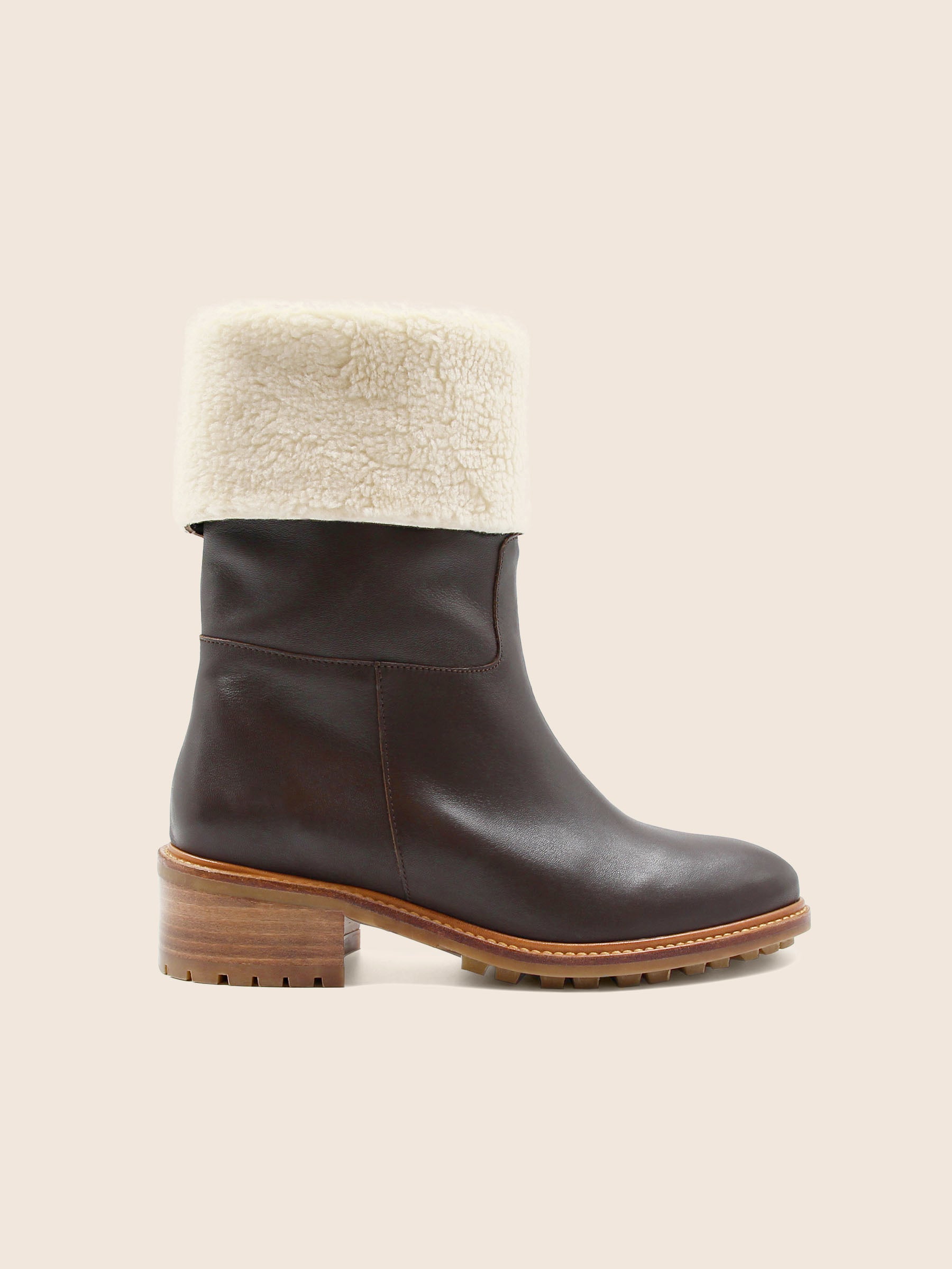 vue profil bottes fourrees cuir marron jules & jenn