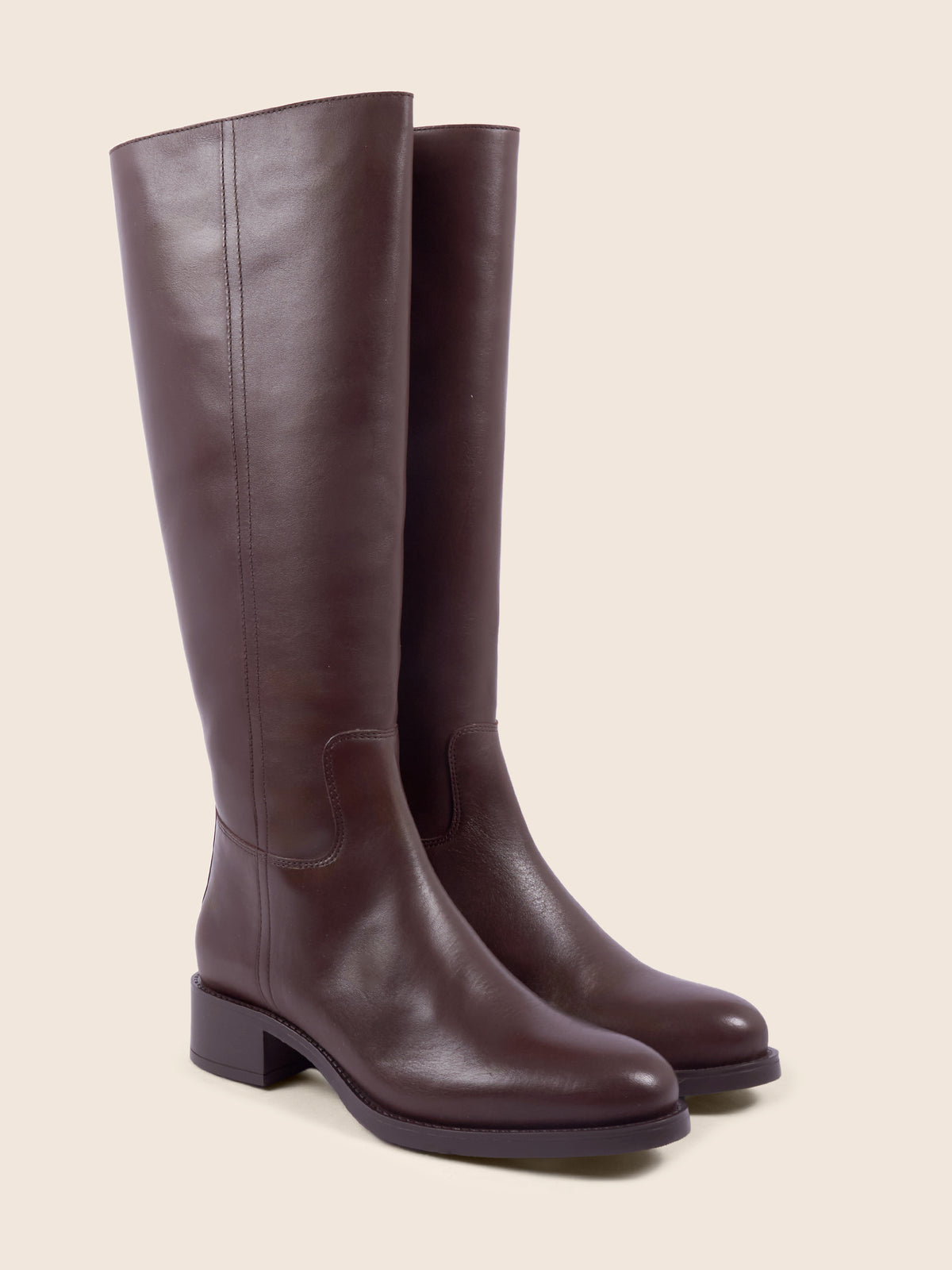 vue avant bottes plates leonie cuir marron jules jenn