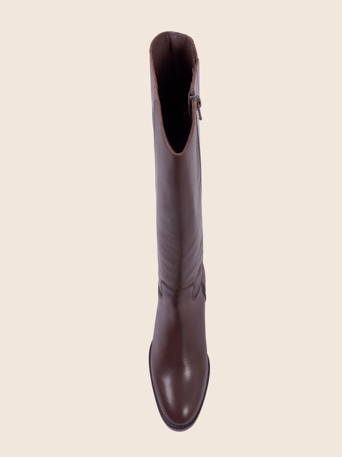 vue dessus bottes plates leonie cuir marron jules jenn