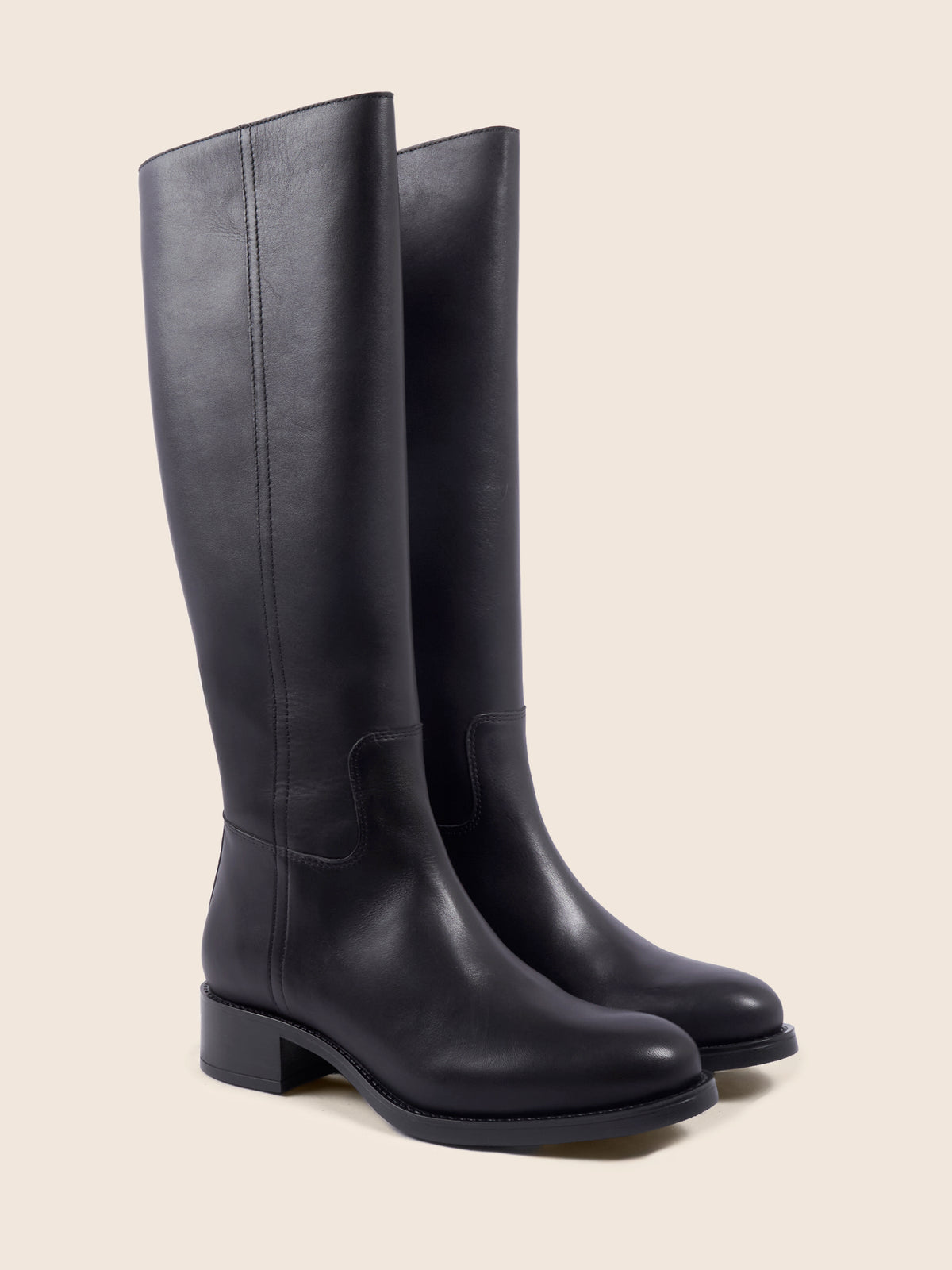 vue avant bottes plates leonie cuir noir jules jenn