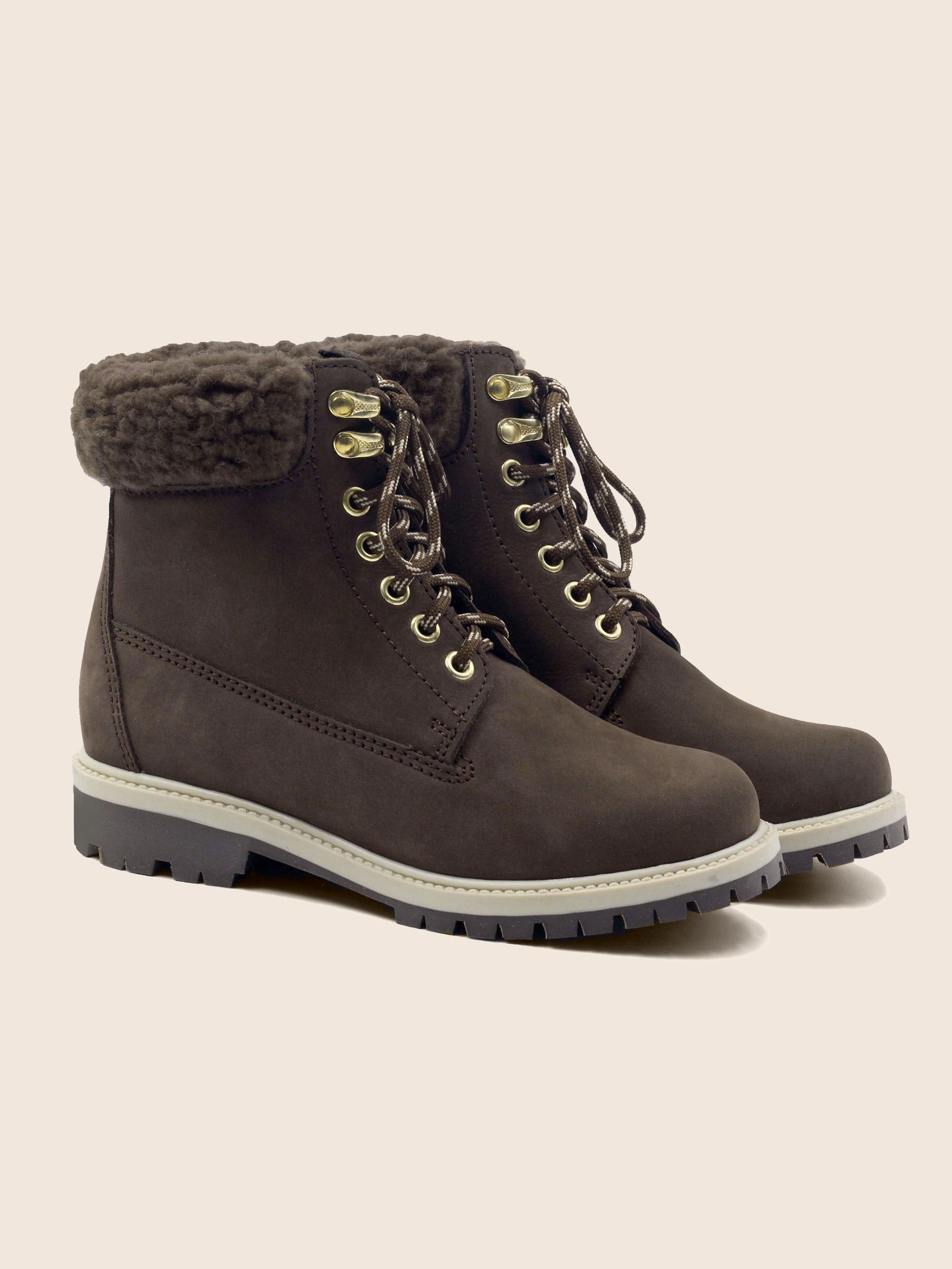 bottillons crampons cuir nubuck marron jules & jenn