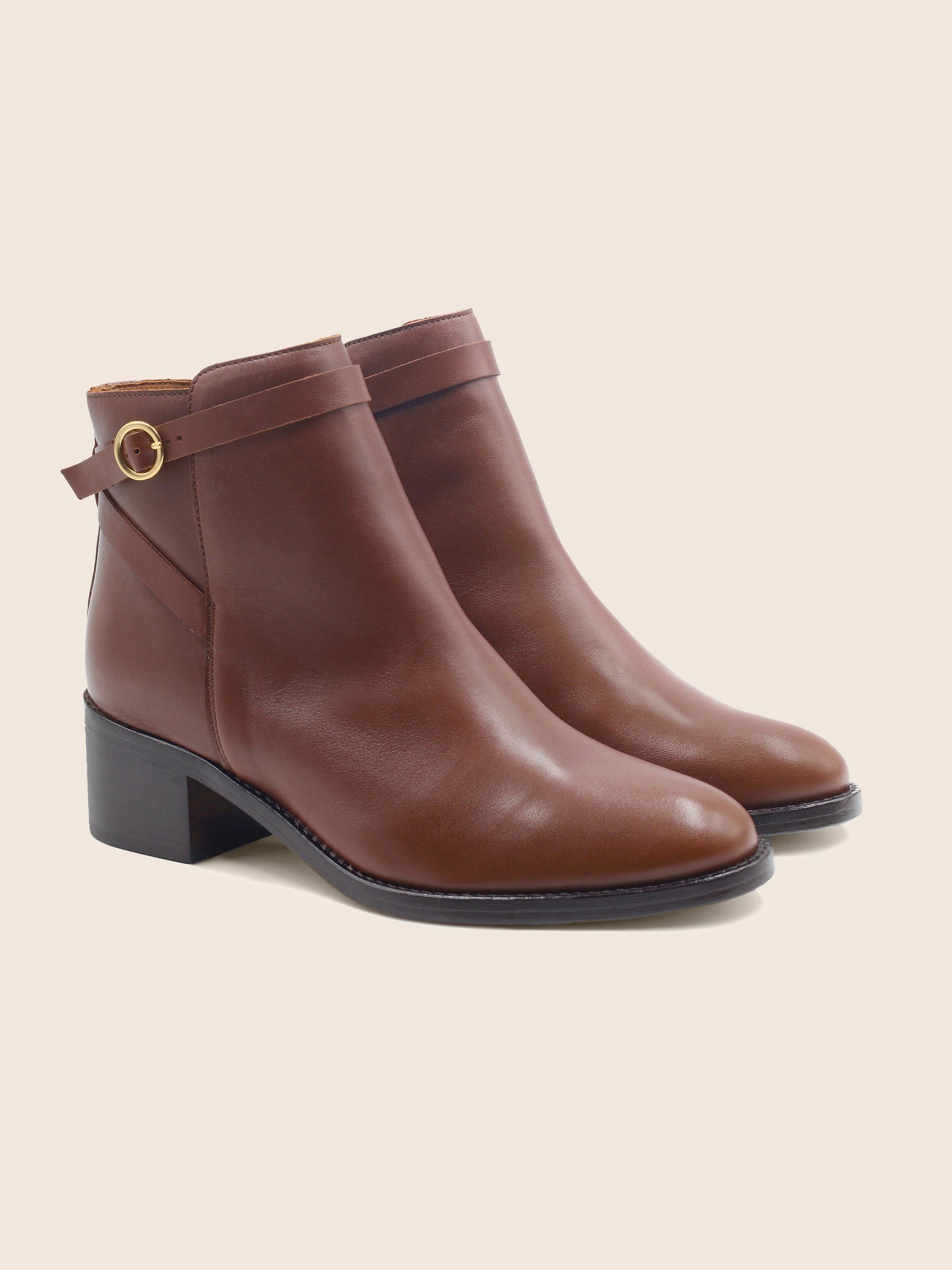 bottines cavalière cuir camel jules & jenn