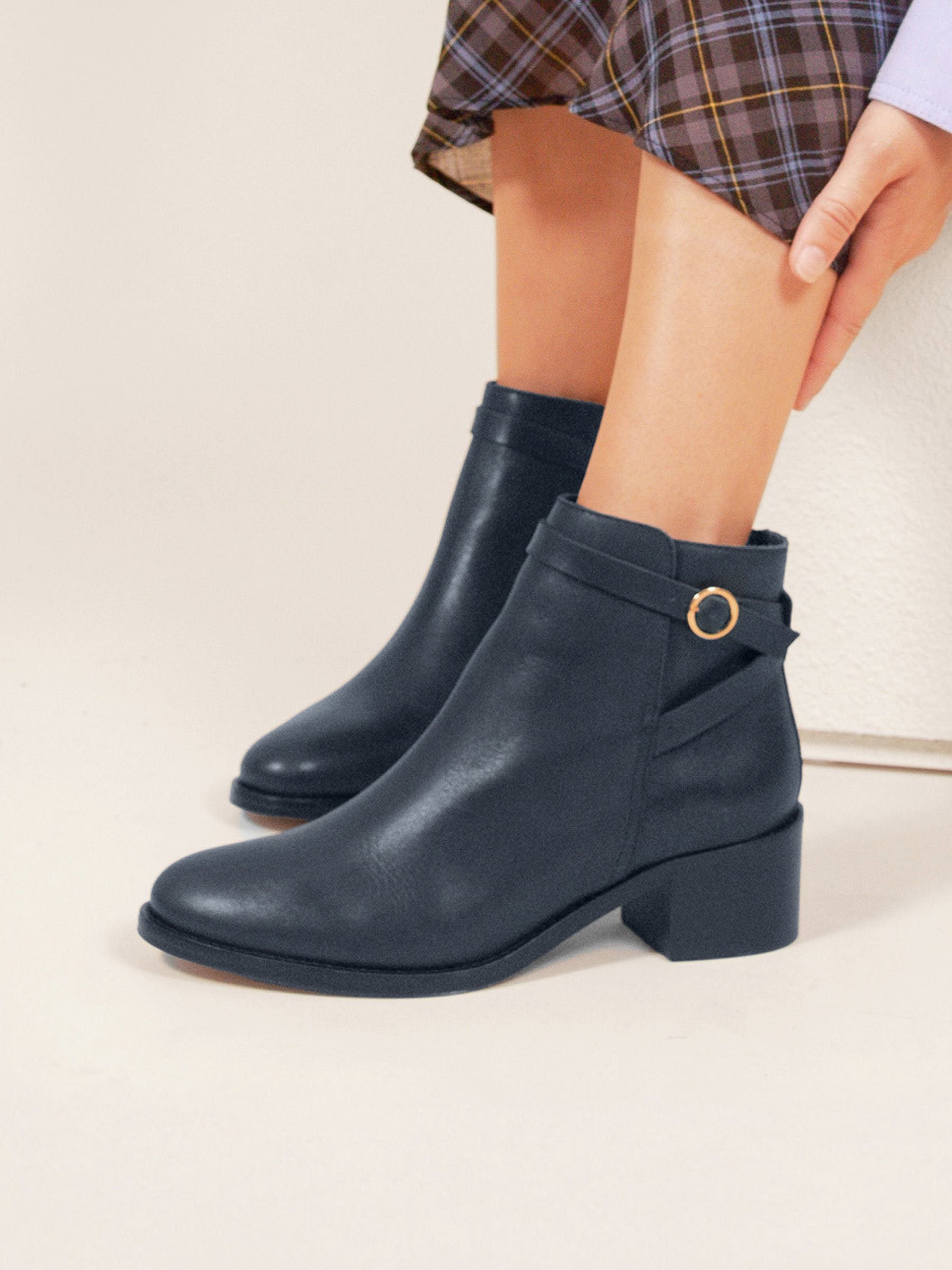 Bottines cavalières cuir bleu