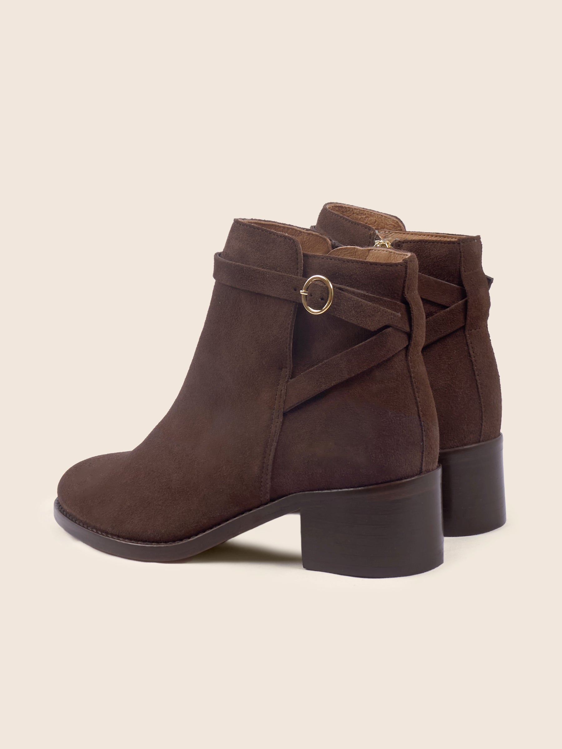 photo vue arrière bottines cavalieres cuir daim marron jules jenn