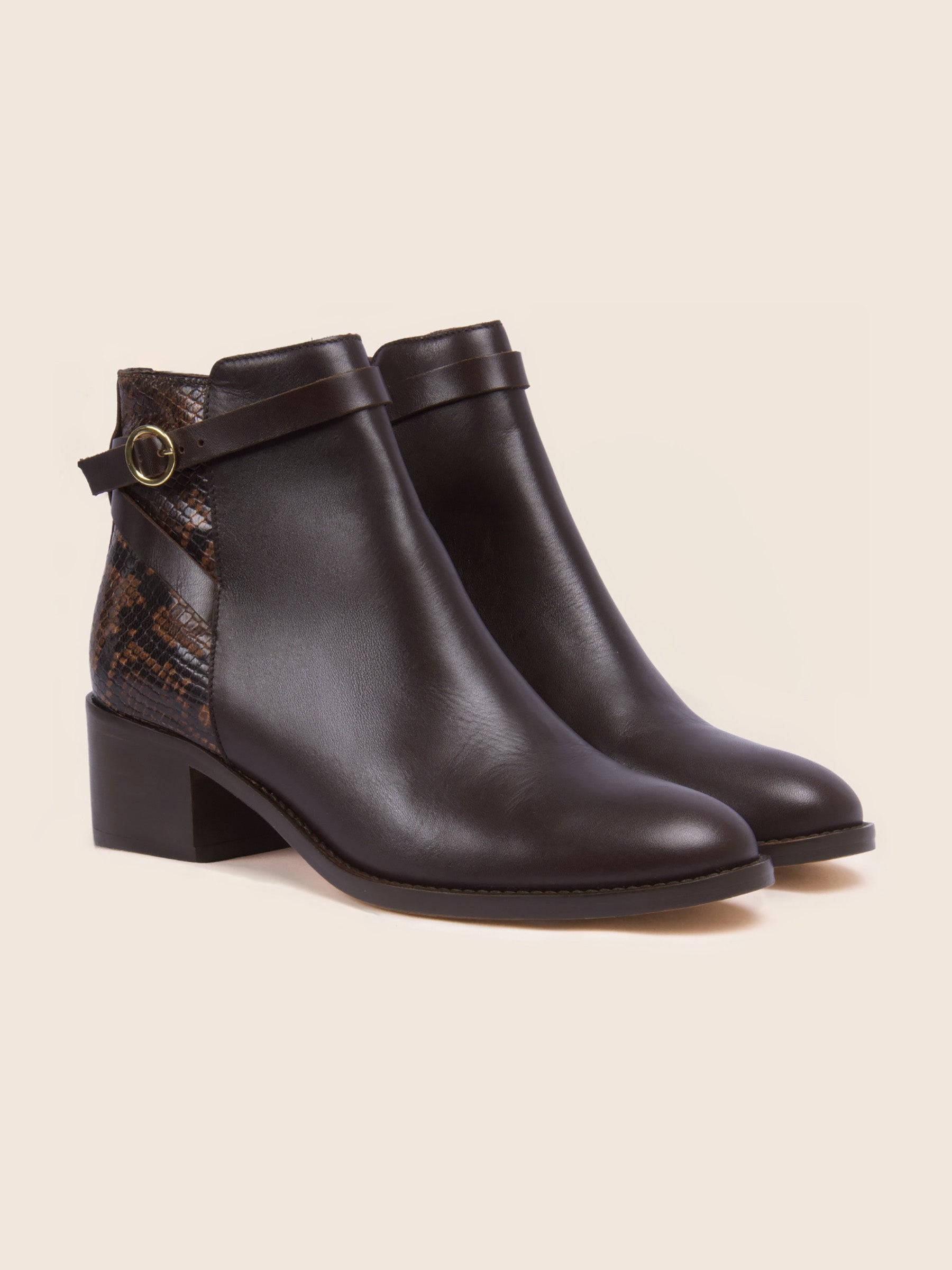 bottines cavalières cuir marron python jules & jenn