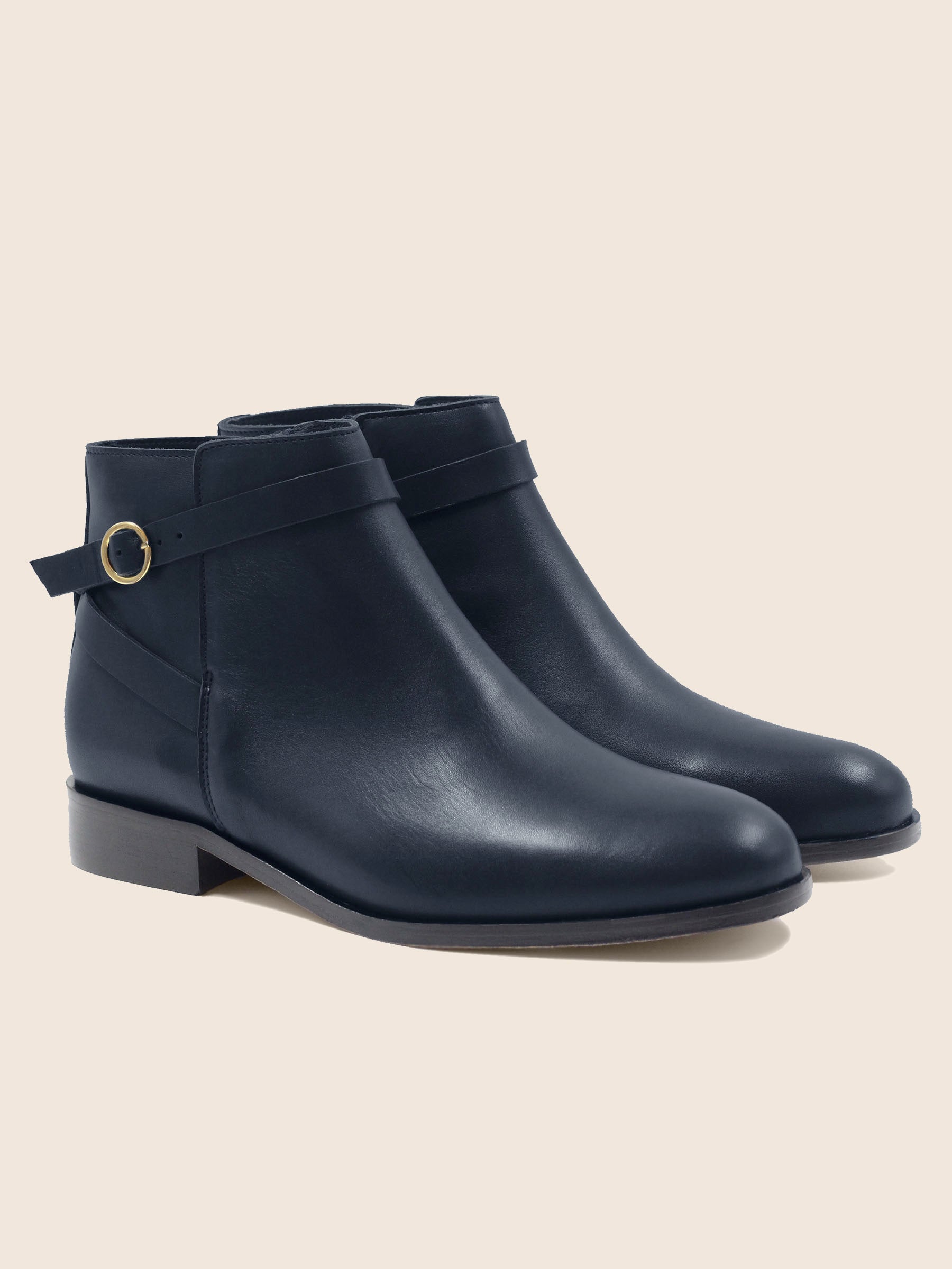 bottines cavalieres plates cuir bleu jules & jenn