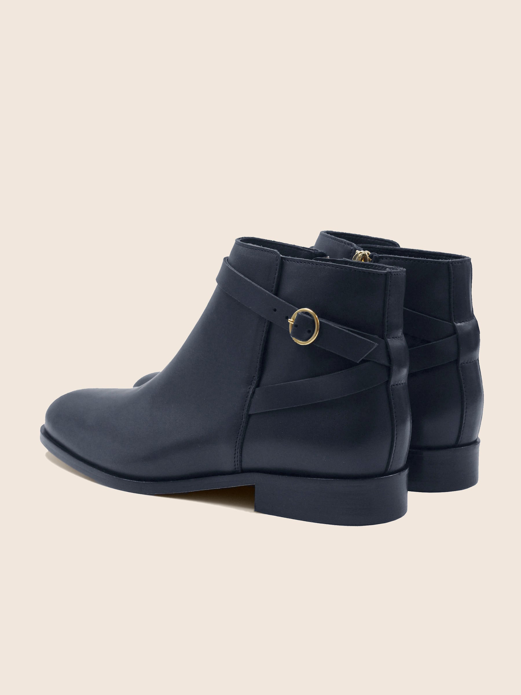 vue arriere bottines cavalieres plates cuir bleu jules & jenn
