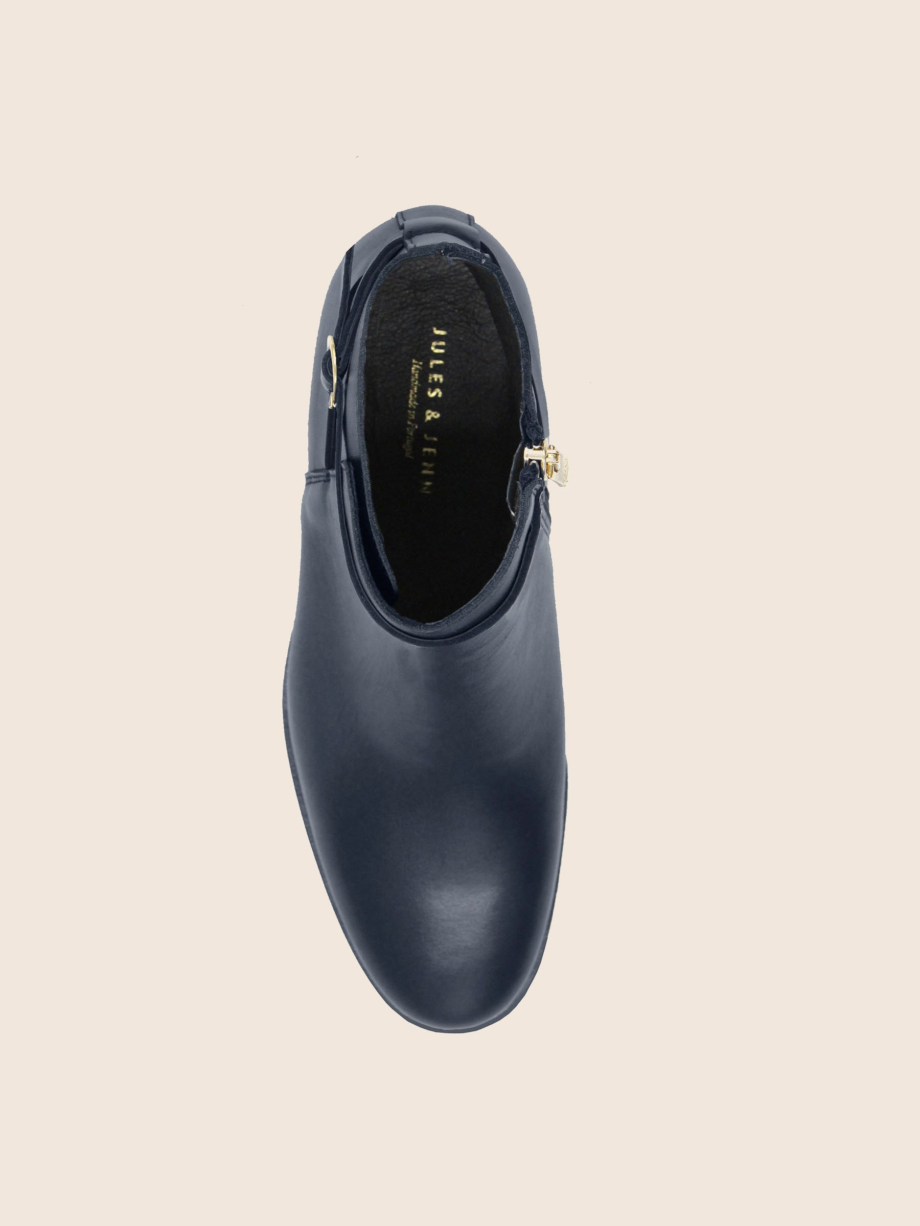 vue dessus bottines cavalieres plates cuir bleu jules & jenn
