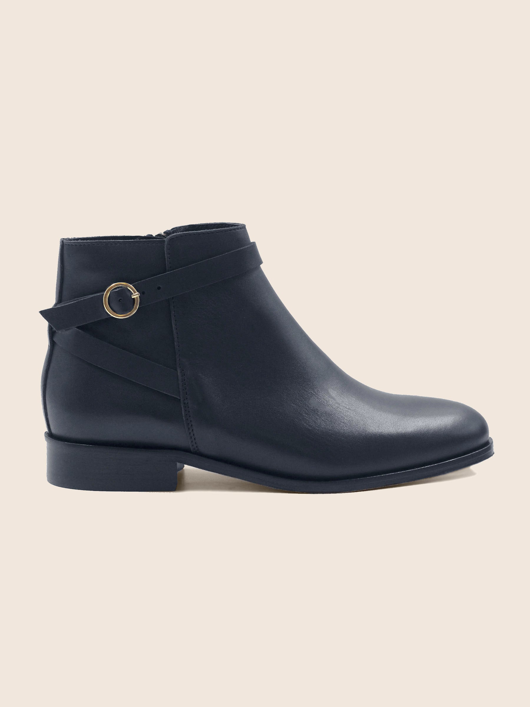vue posée bottines cavalieres plates cuir bleu jules & jenn