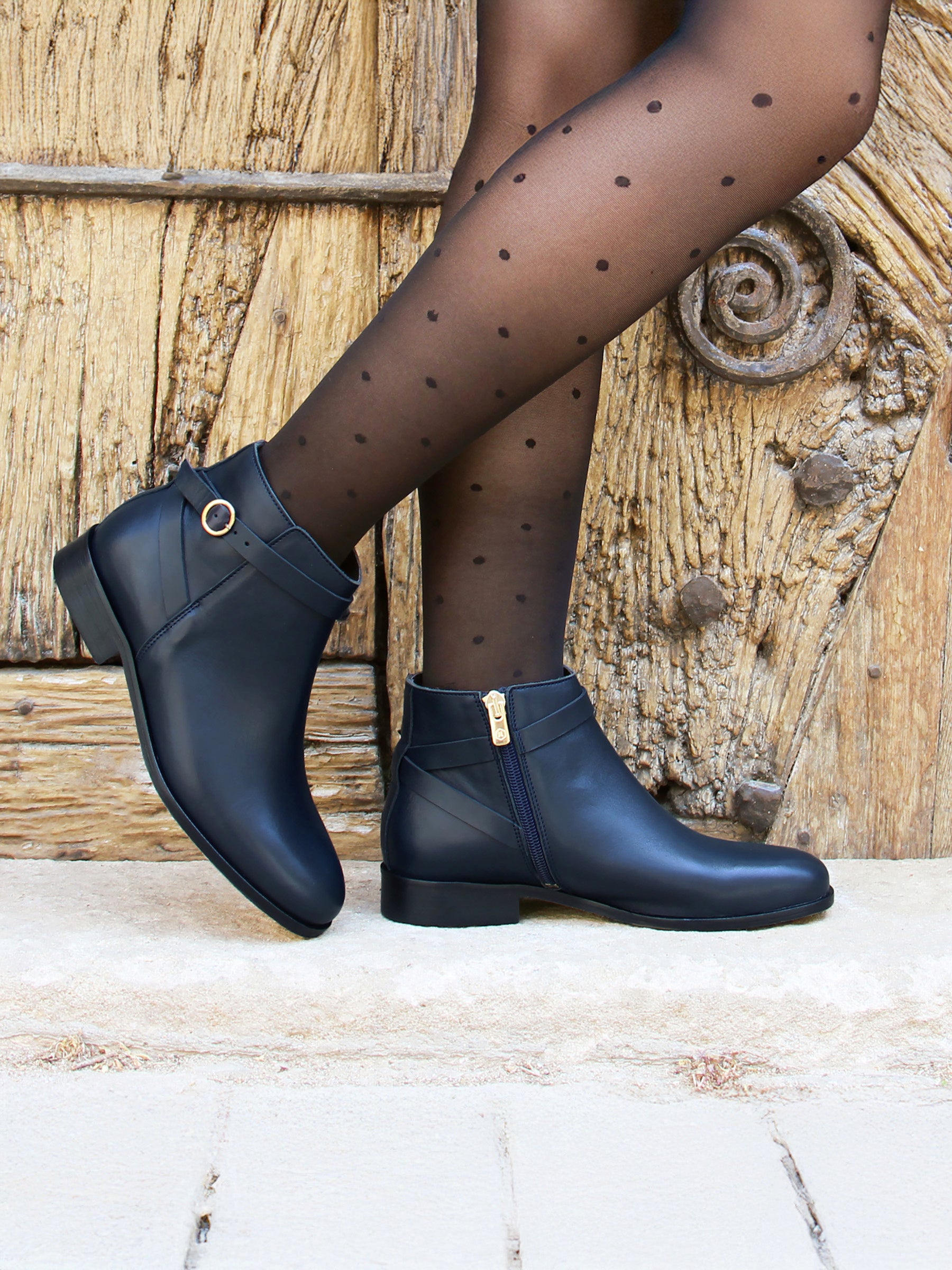vue portée bottines cavalieres plates cuir bleu jules & jenn