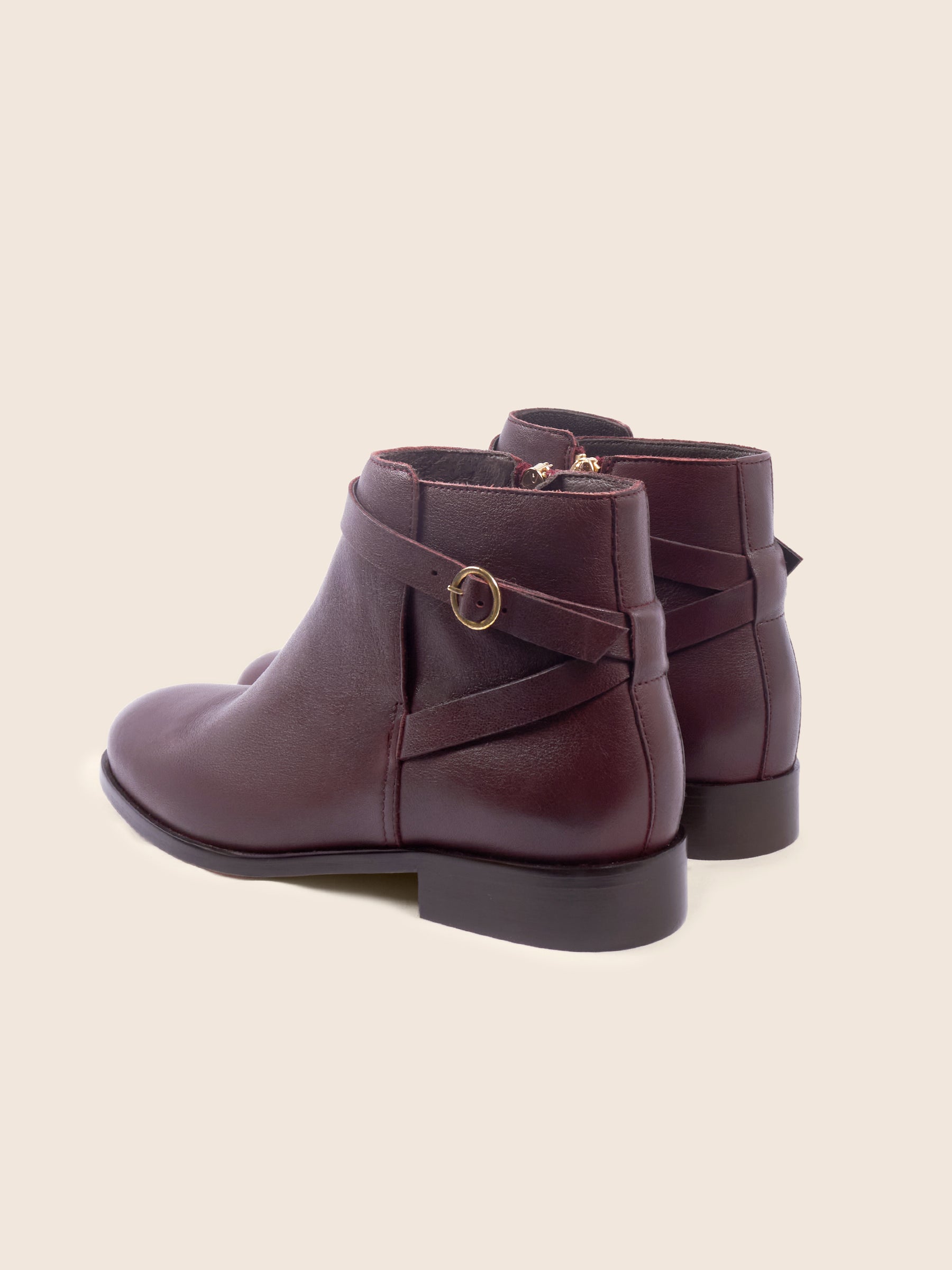 photo vue arrière bottines cavalières plates cuir bordeaux jules jenn