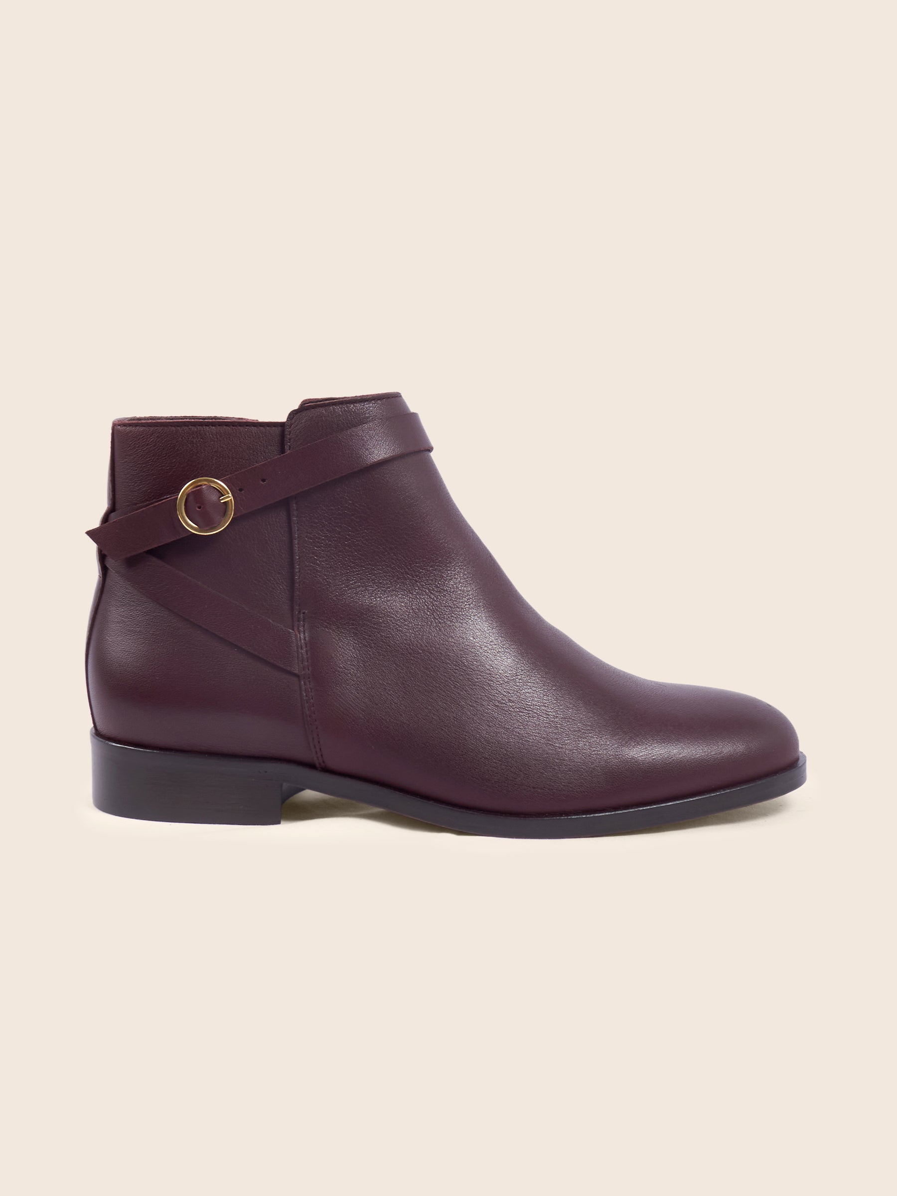 photo vue profil bottines cavalières plates cuir bordeaux jules jenn
