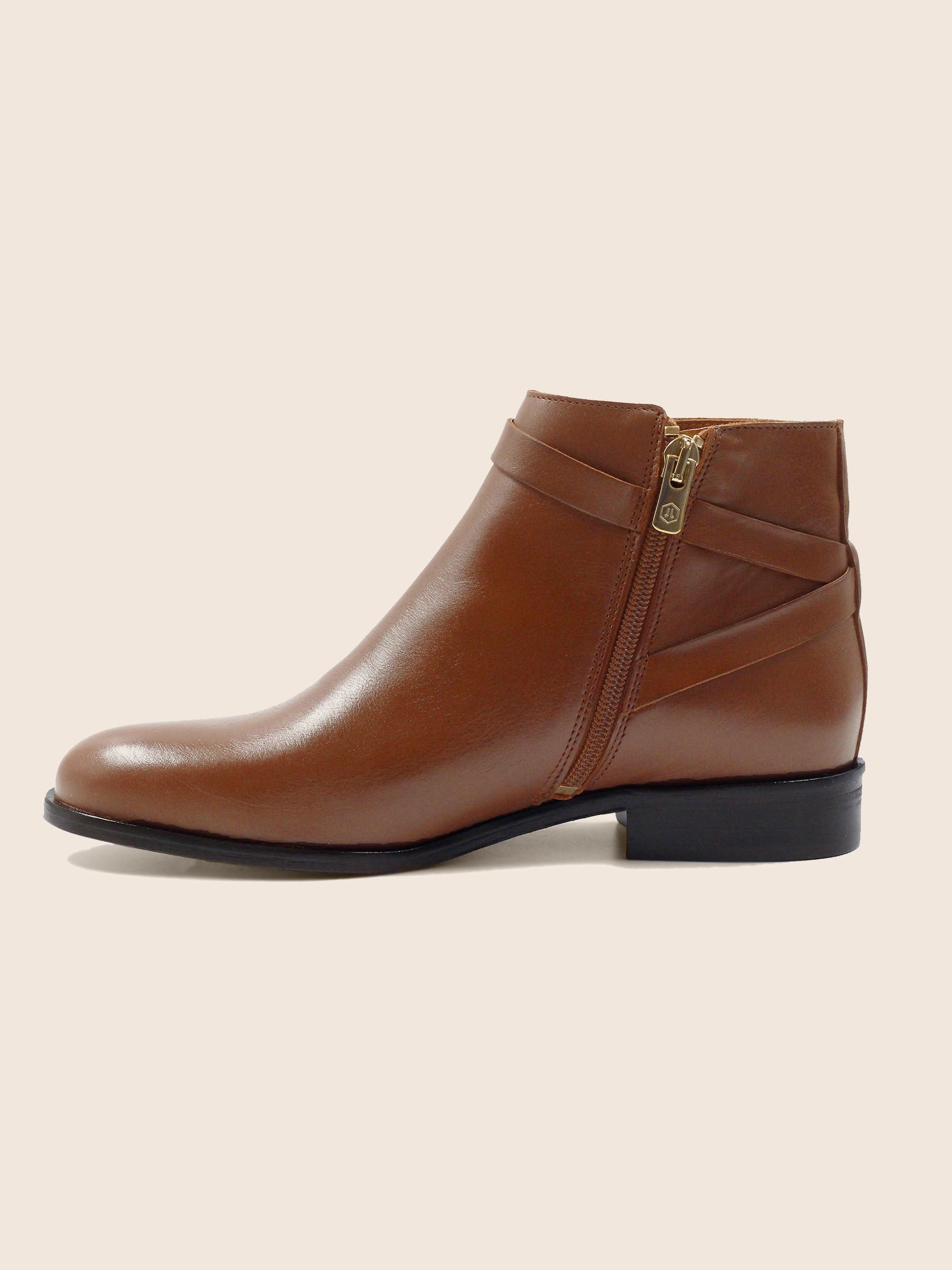 vue interieur bottines cavalieres plates cuir camel jules & jenn