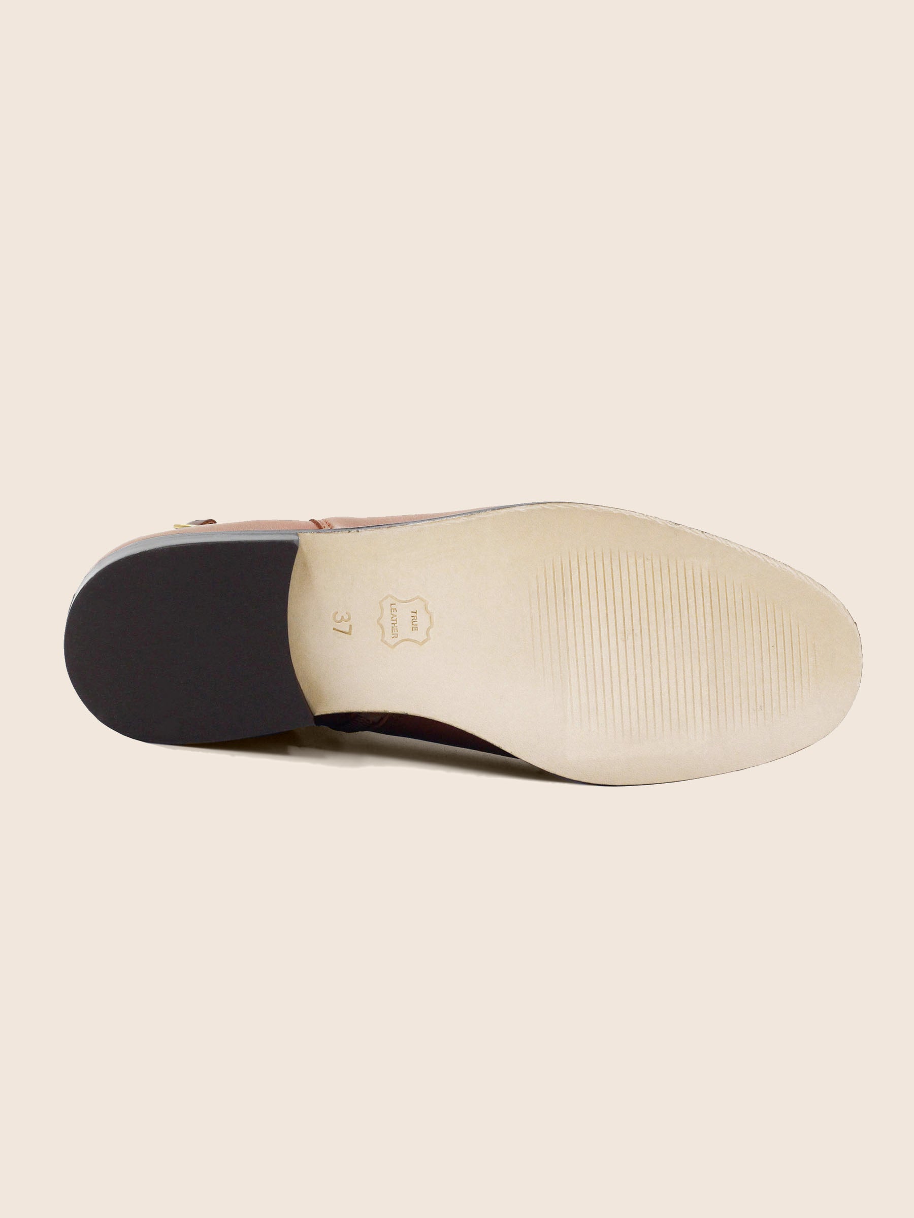 vue dessous bottines cavalieres plates cuir camel jules & jenn