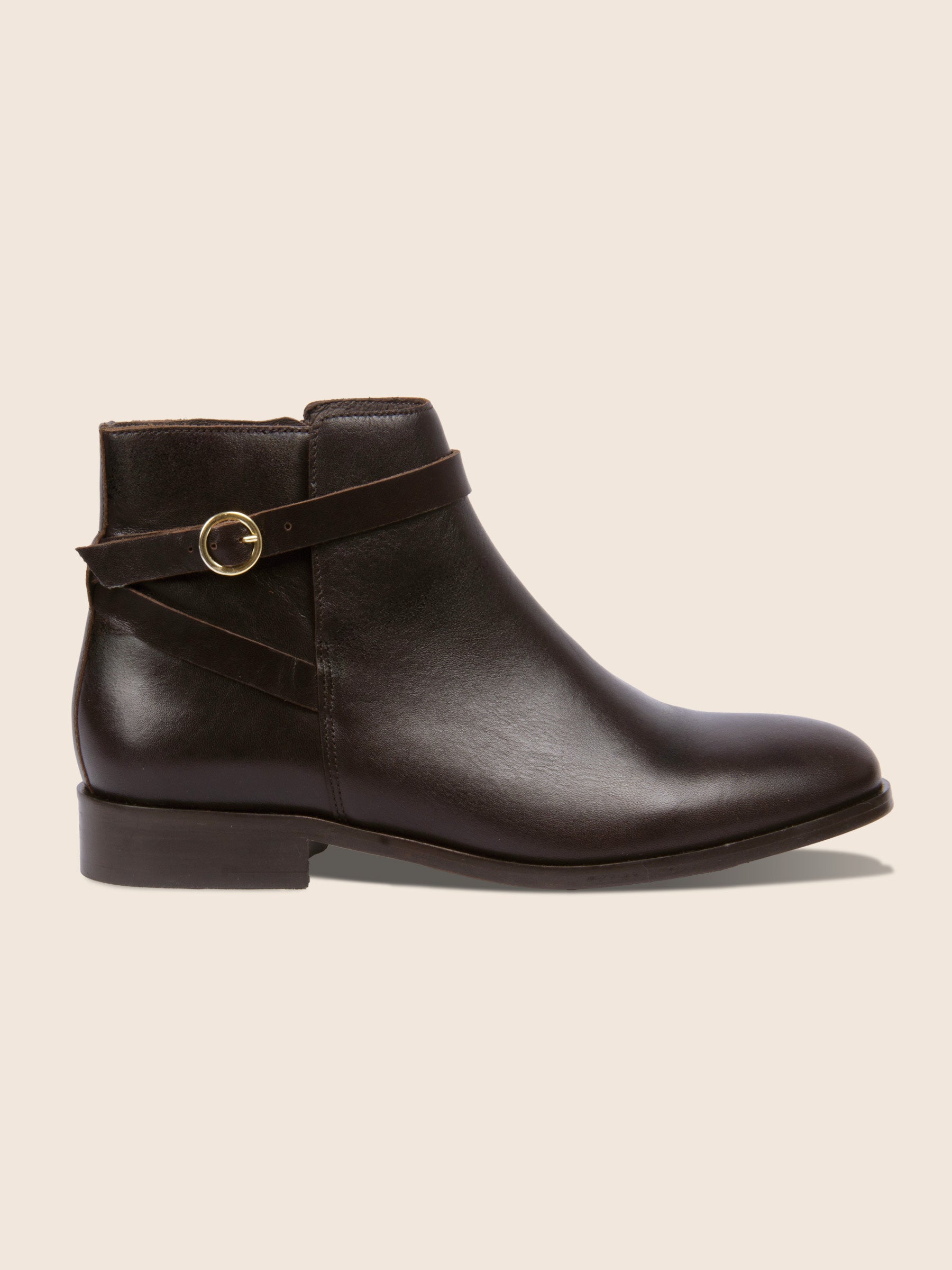 vue extérieur bottines cavalières plates cuir marron jules jenn