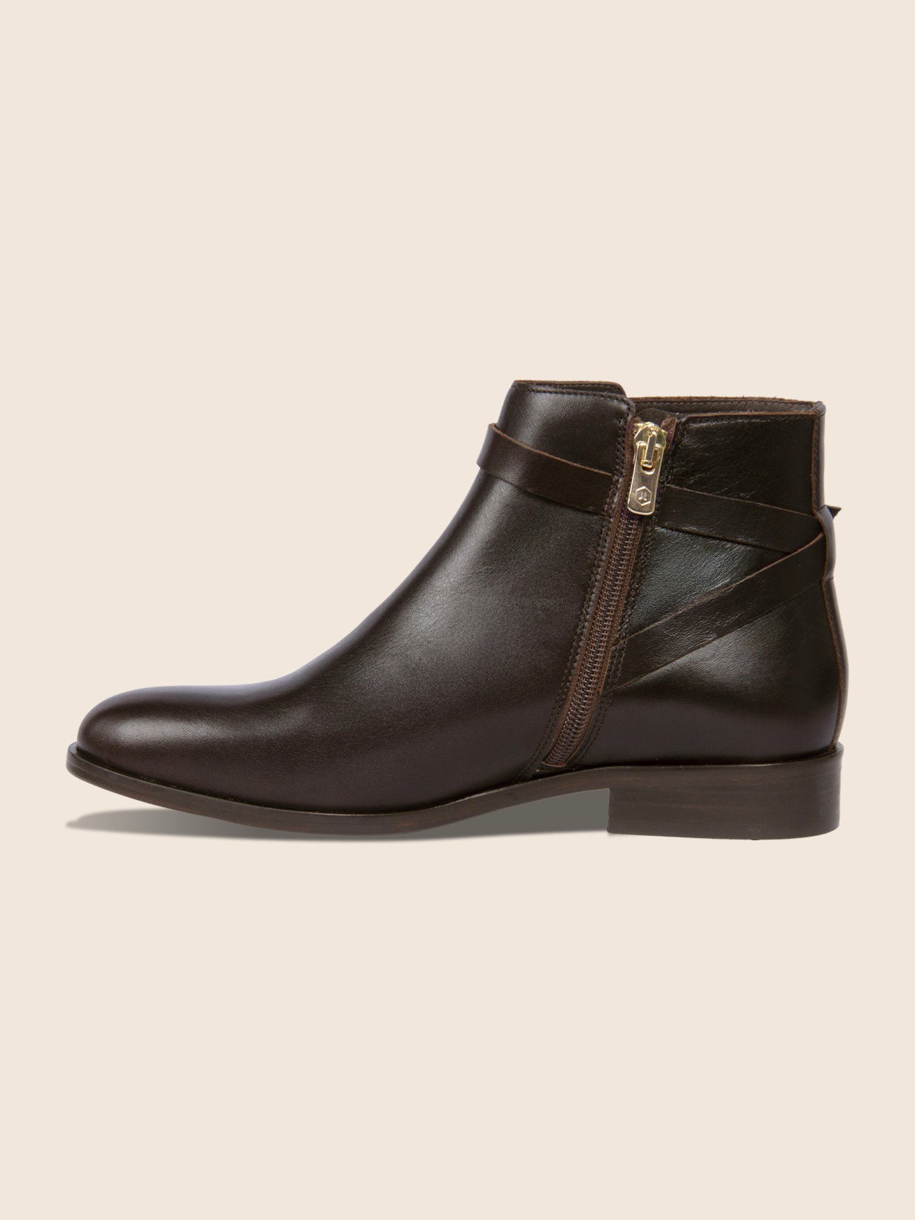 vue intérieur bottines cavalières plates cuir marron jules jenn