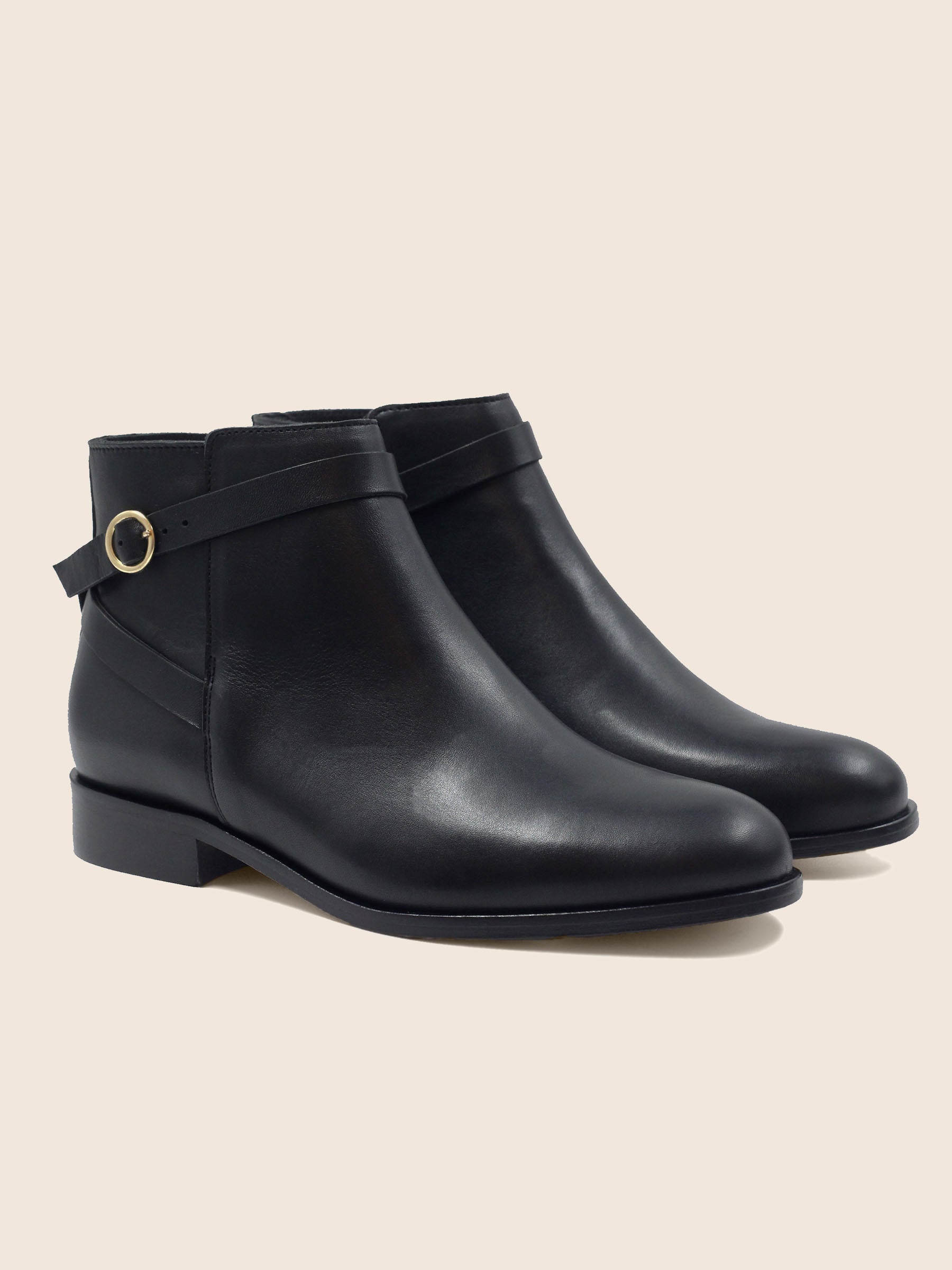 bottines cavalieres plates cuir noir jules & jenn