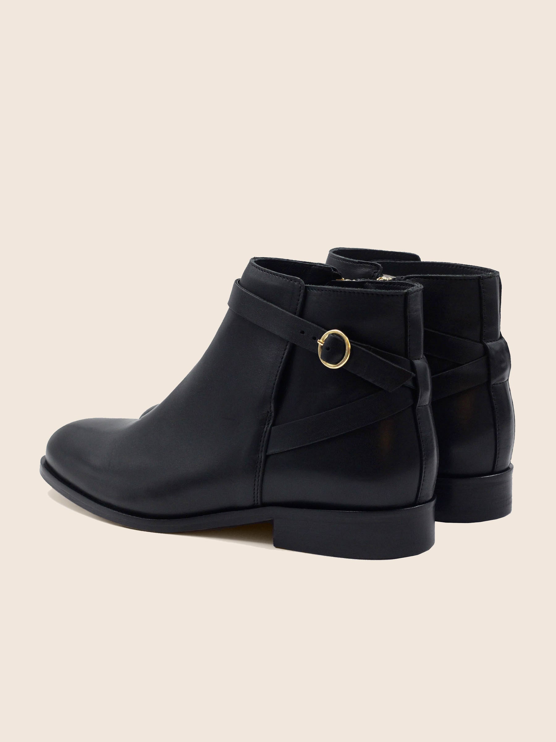 vue arriere bottines cavalieres plates cuir noir jules & jenn