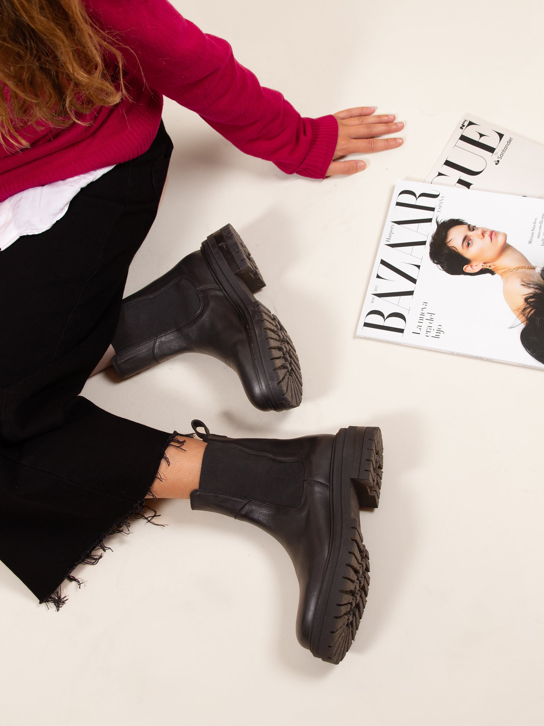 vue portée bottines chelsea crantees cuir noir jules & jenn