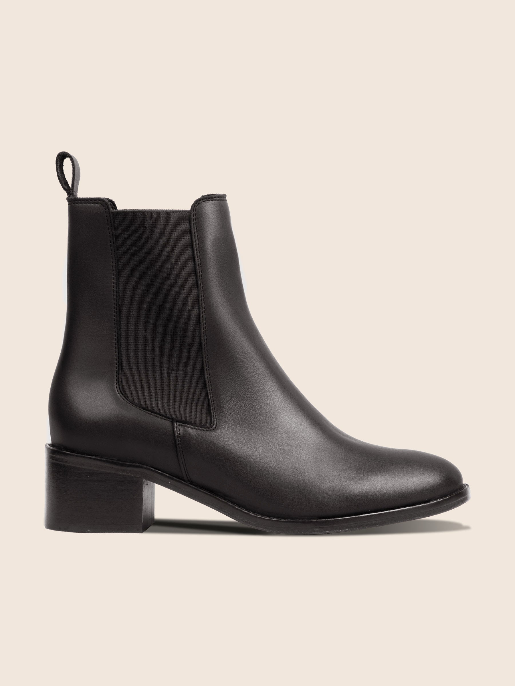 vue extérieur bottines talon chelsea cuir noir jules jenn