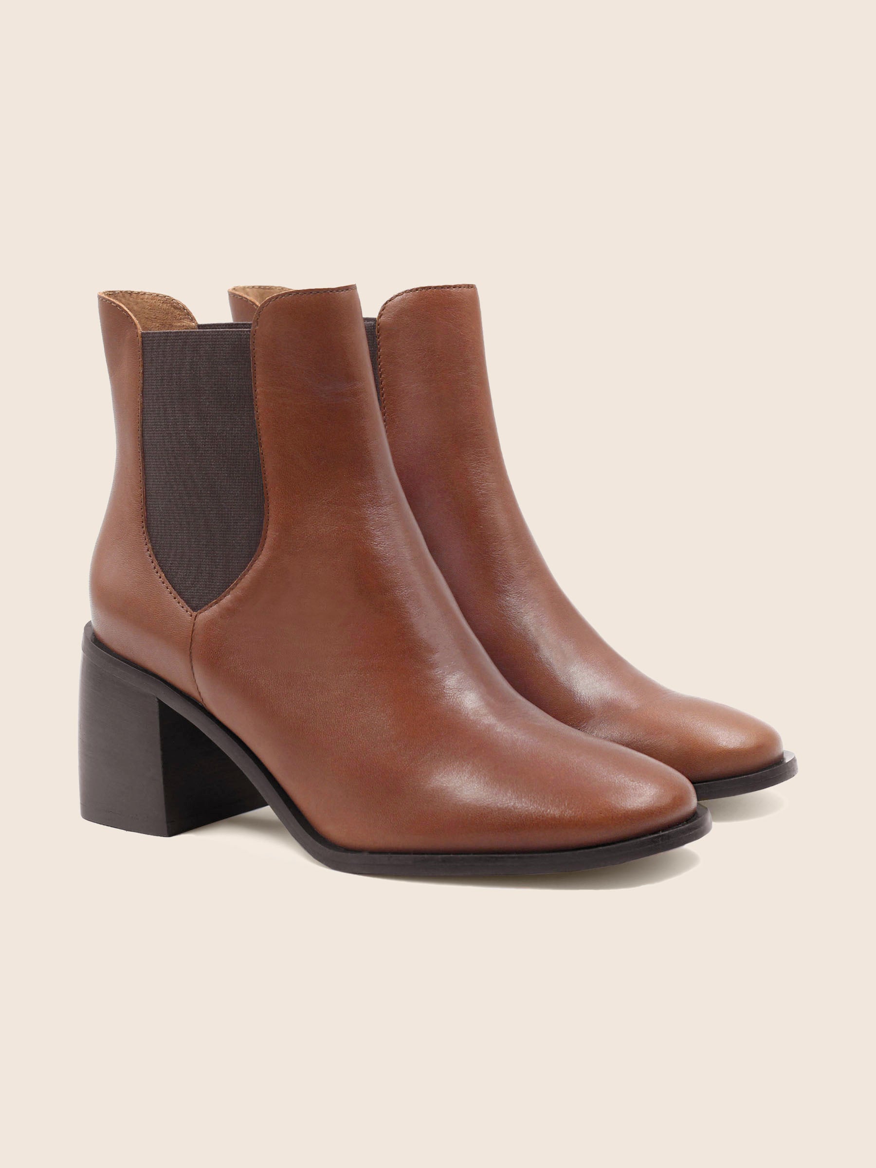 Bottines Chelsea talon cuir camel