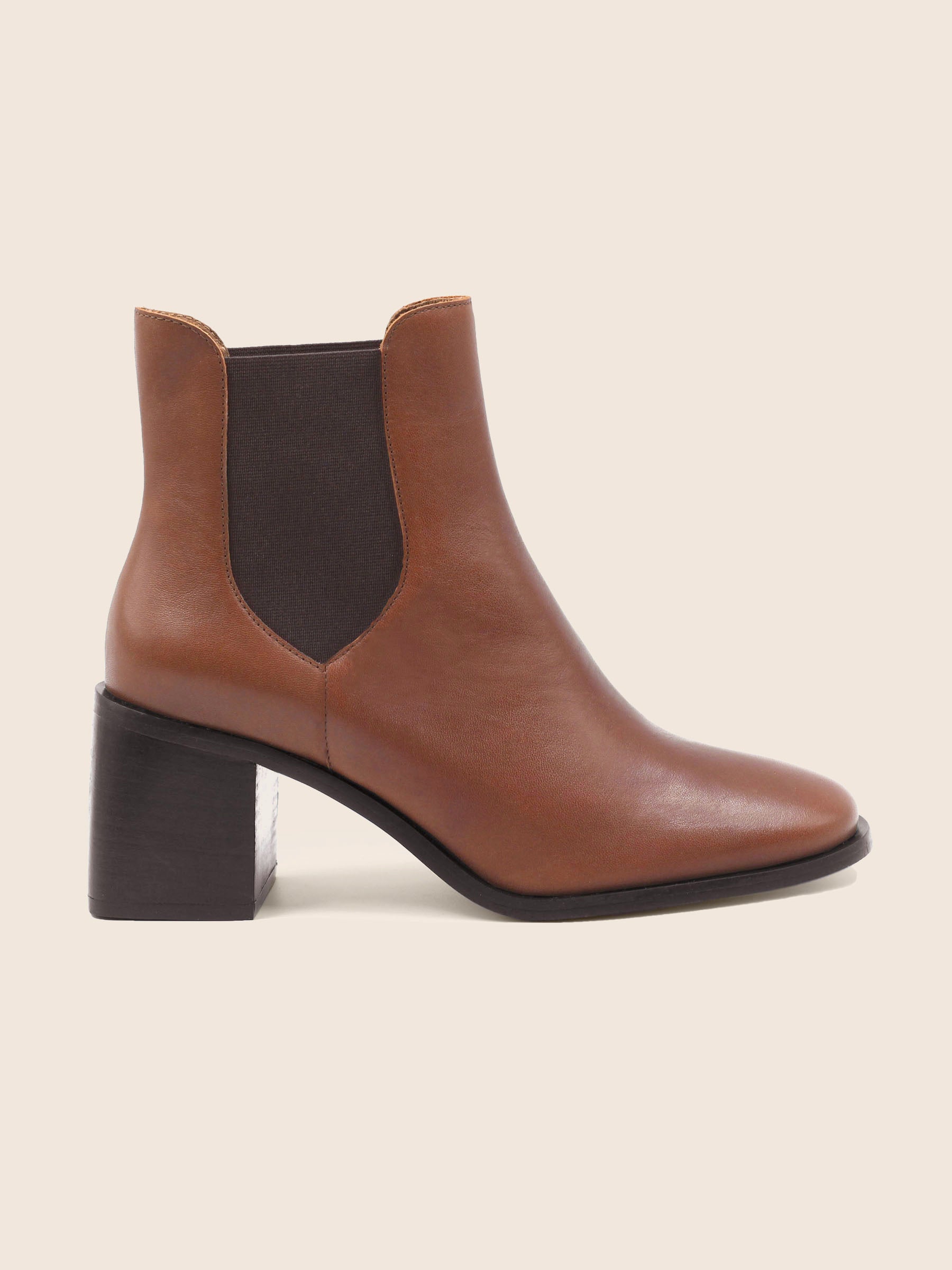 Bottines Chelsea talon cuir camel