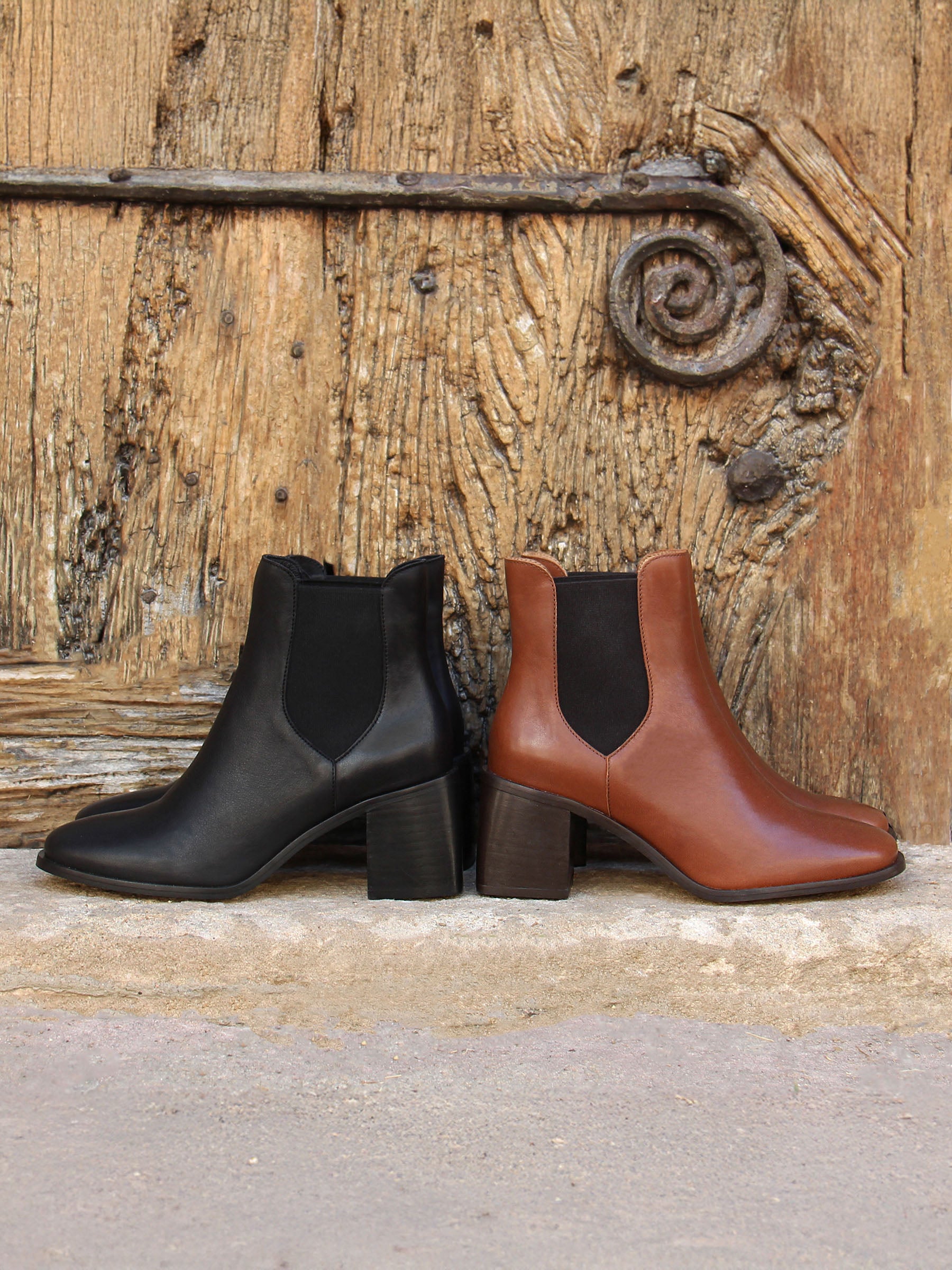 Bottines Chelsea talon cuir camel
