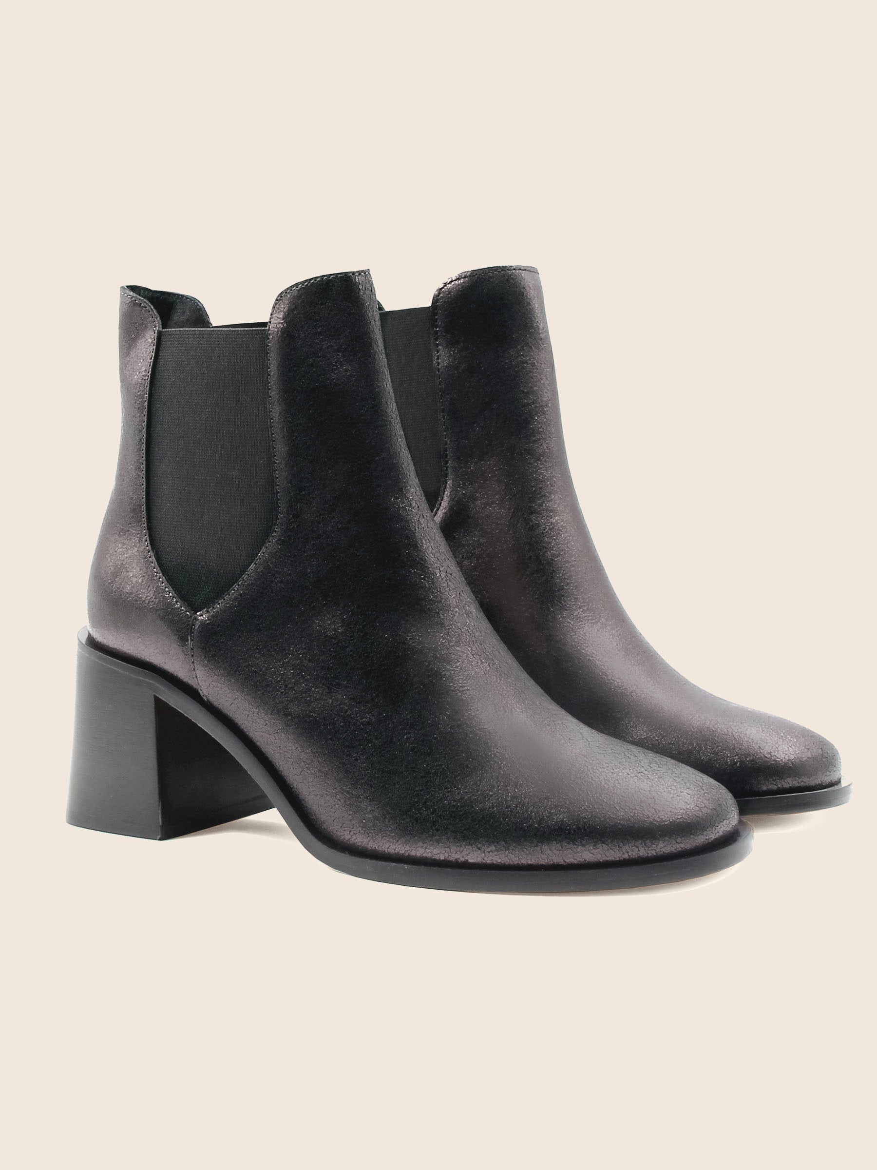 bottines chelsea talon cuir irise noir jules jenn