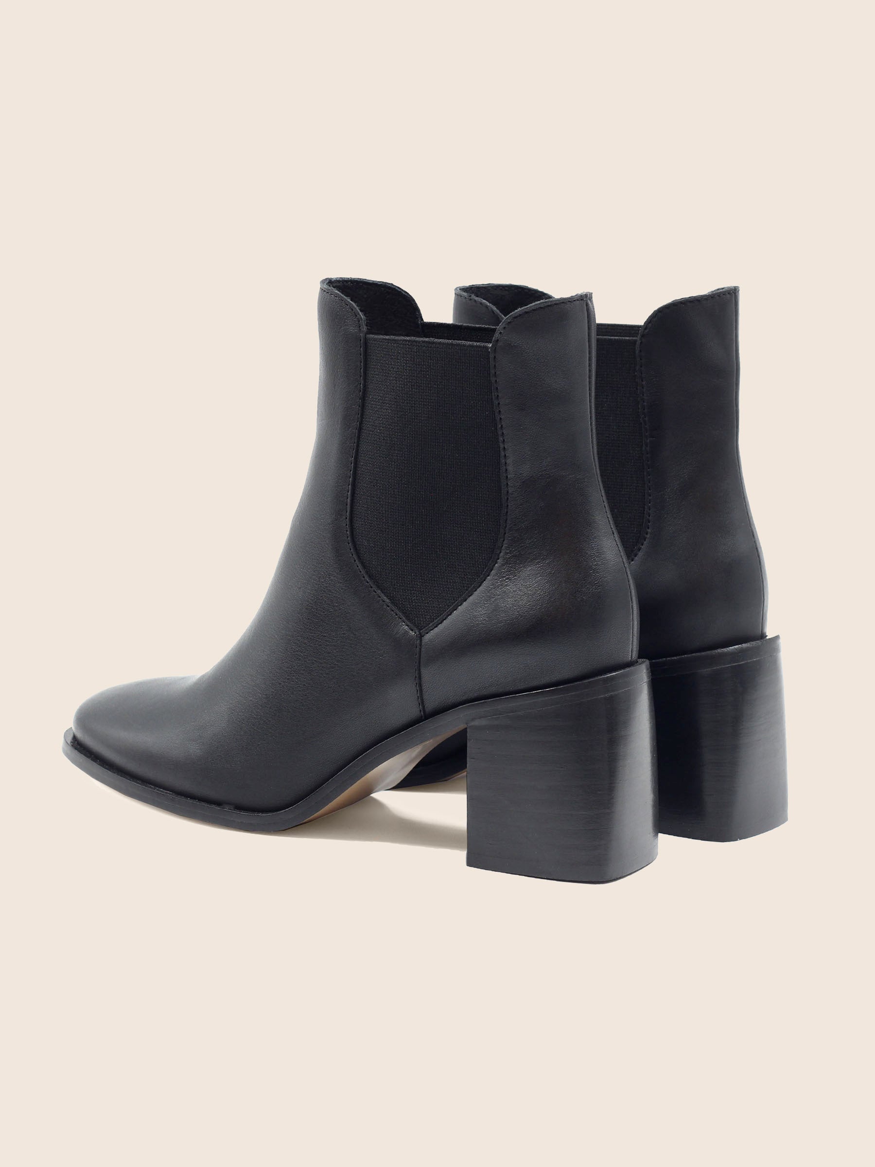 vue arriere bottines chelsea talon cuir noir jules & jenn