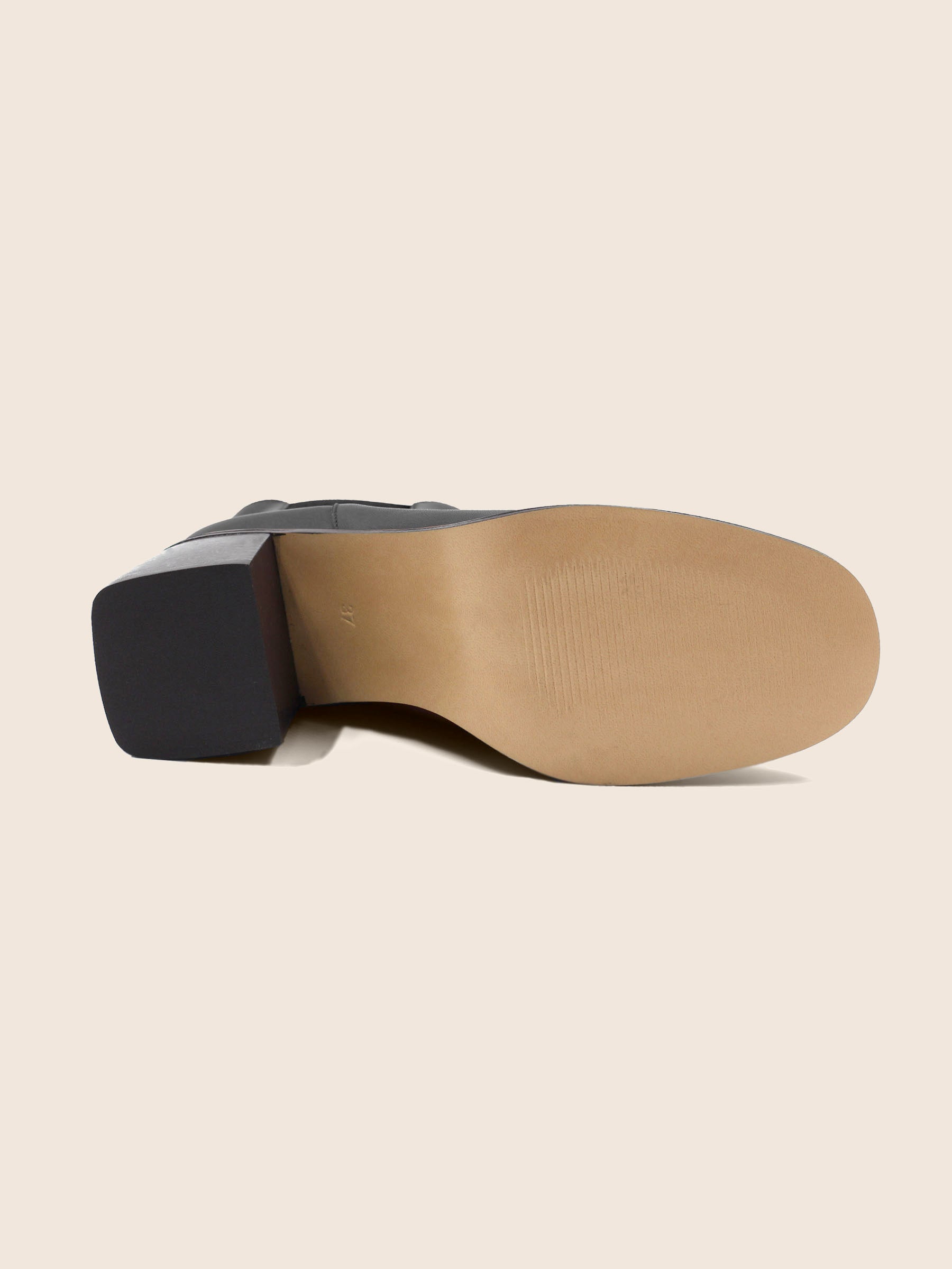 vue dessous bottines chelsea talon cuir noir jules & jenn