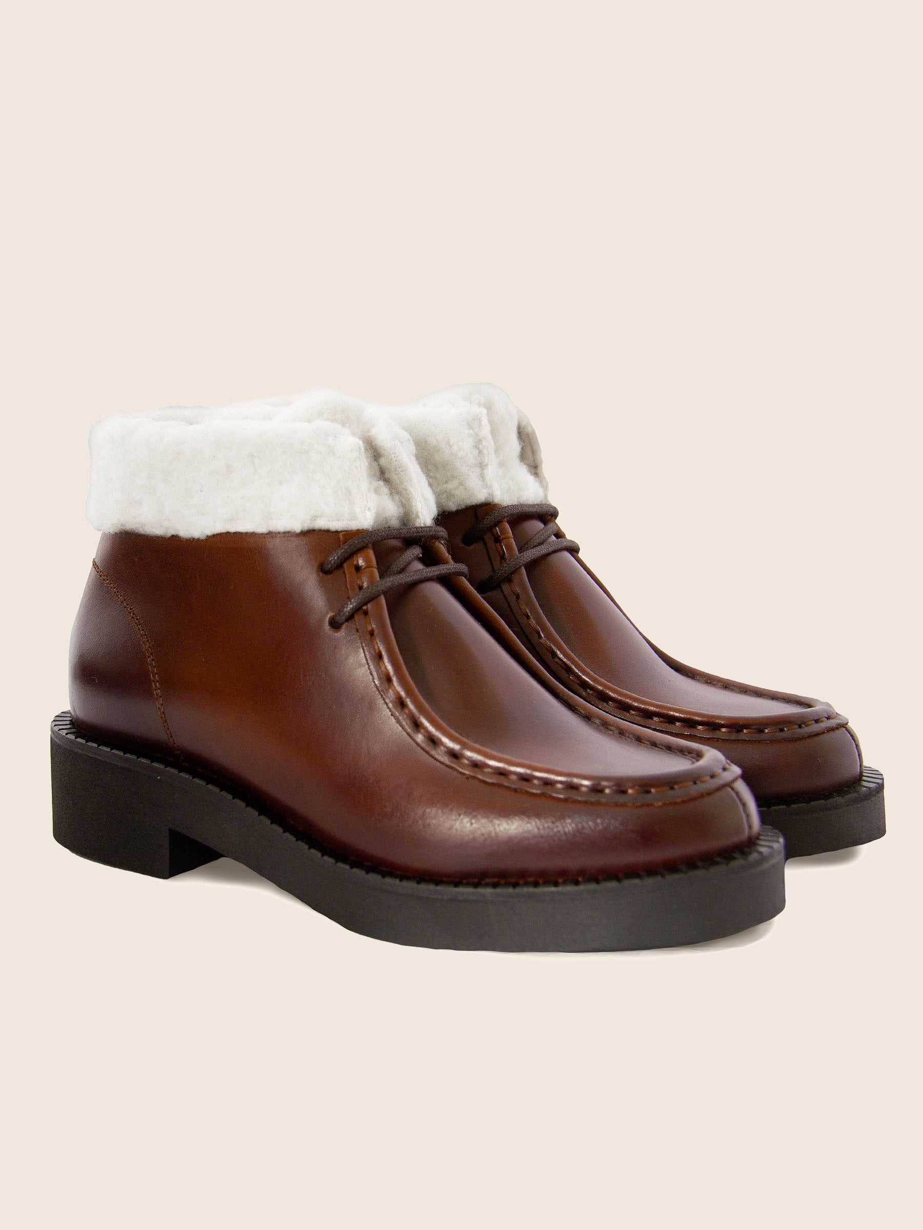 bottines fourrees basses cuir marron jules & jenn