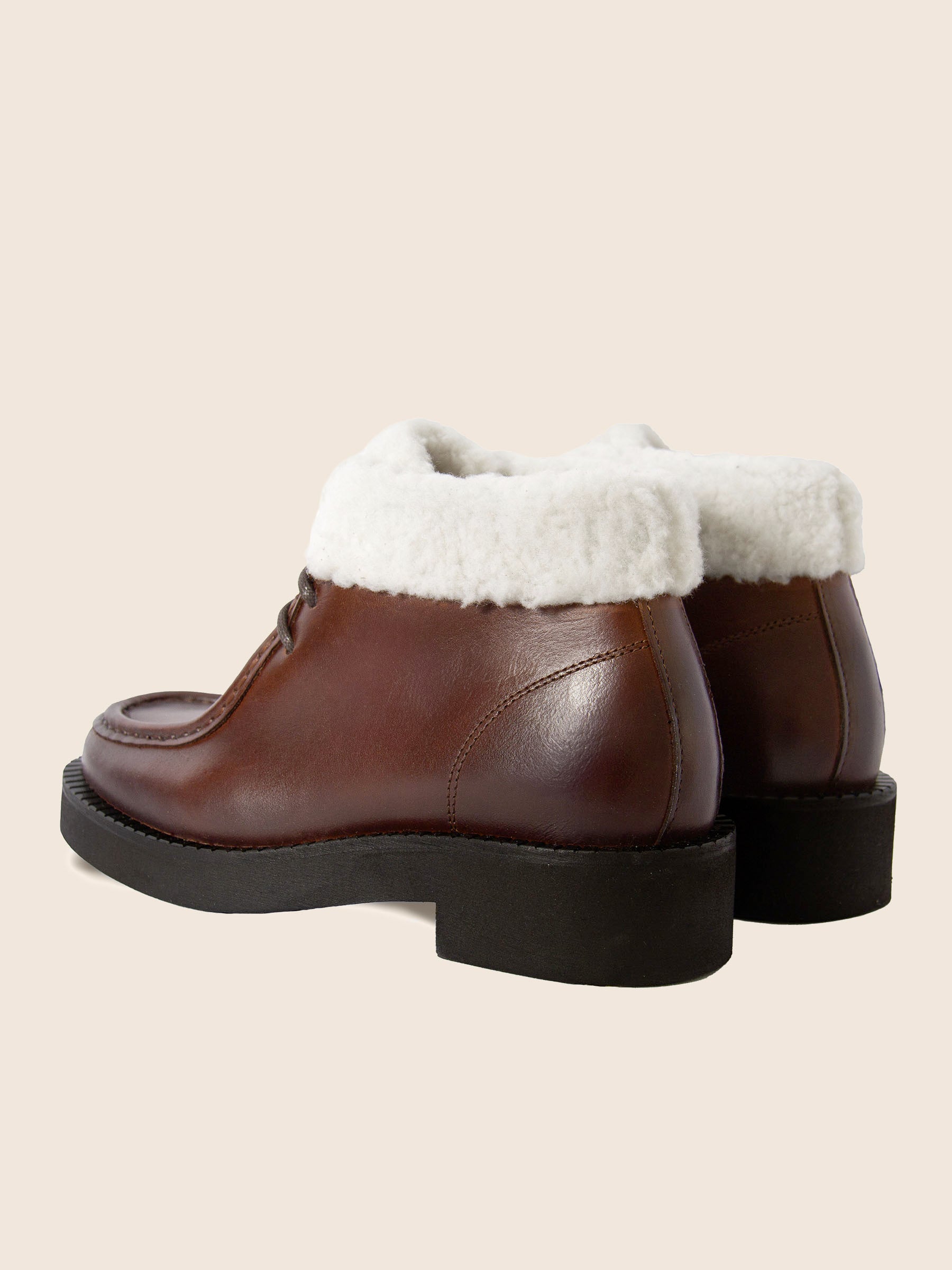 vue arriere bottines fourrees basses cuir marron jules & jenn