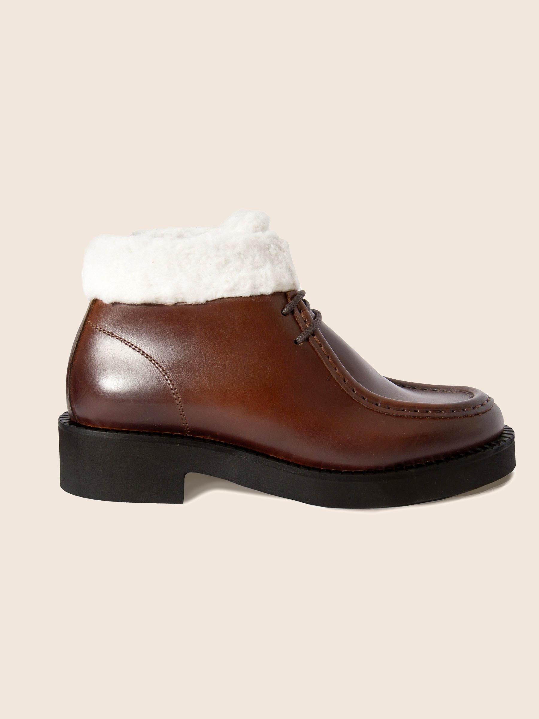 vue profil bottines fourrees basses cuir marron jules & jenn