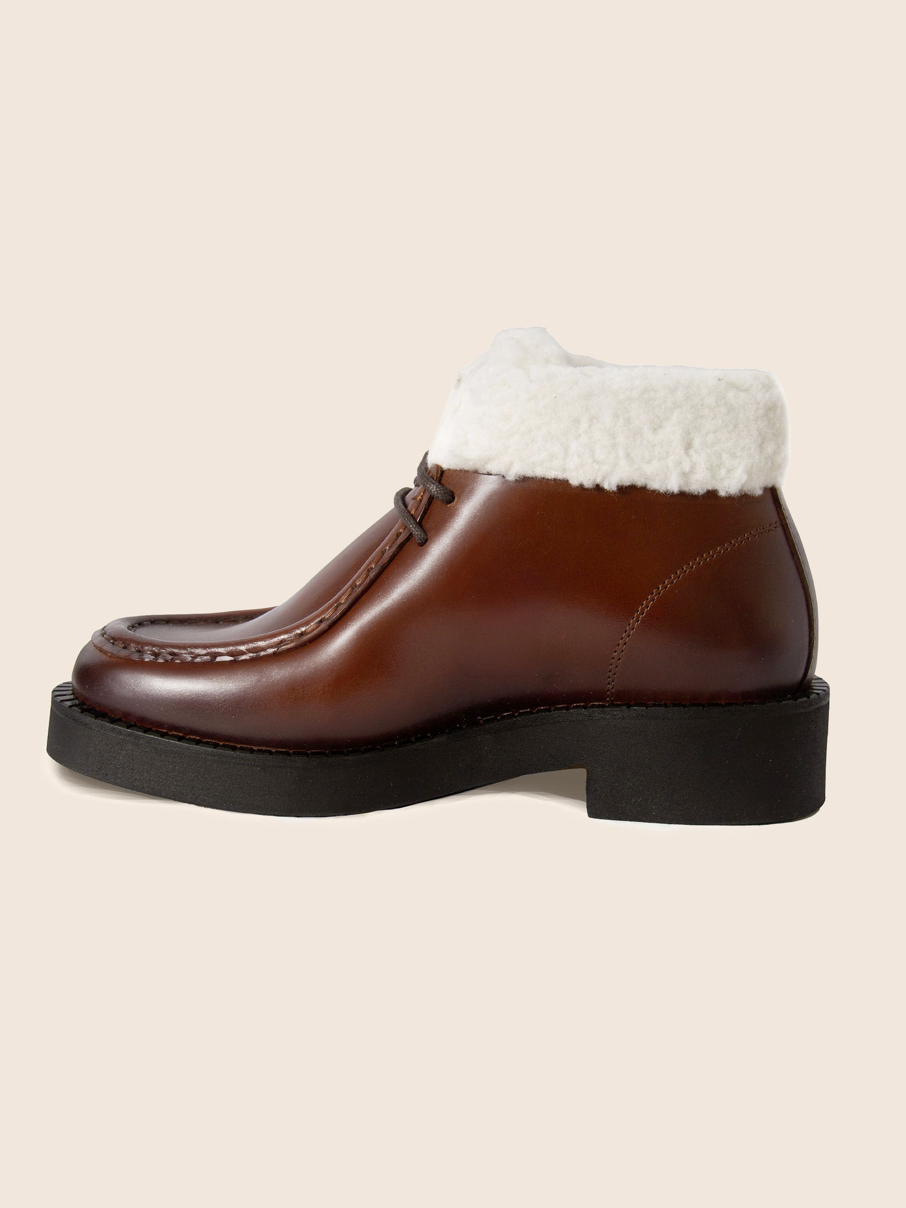 vue interieure bottines fourrees basses cuir marron jules & jenn